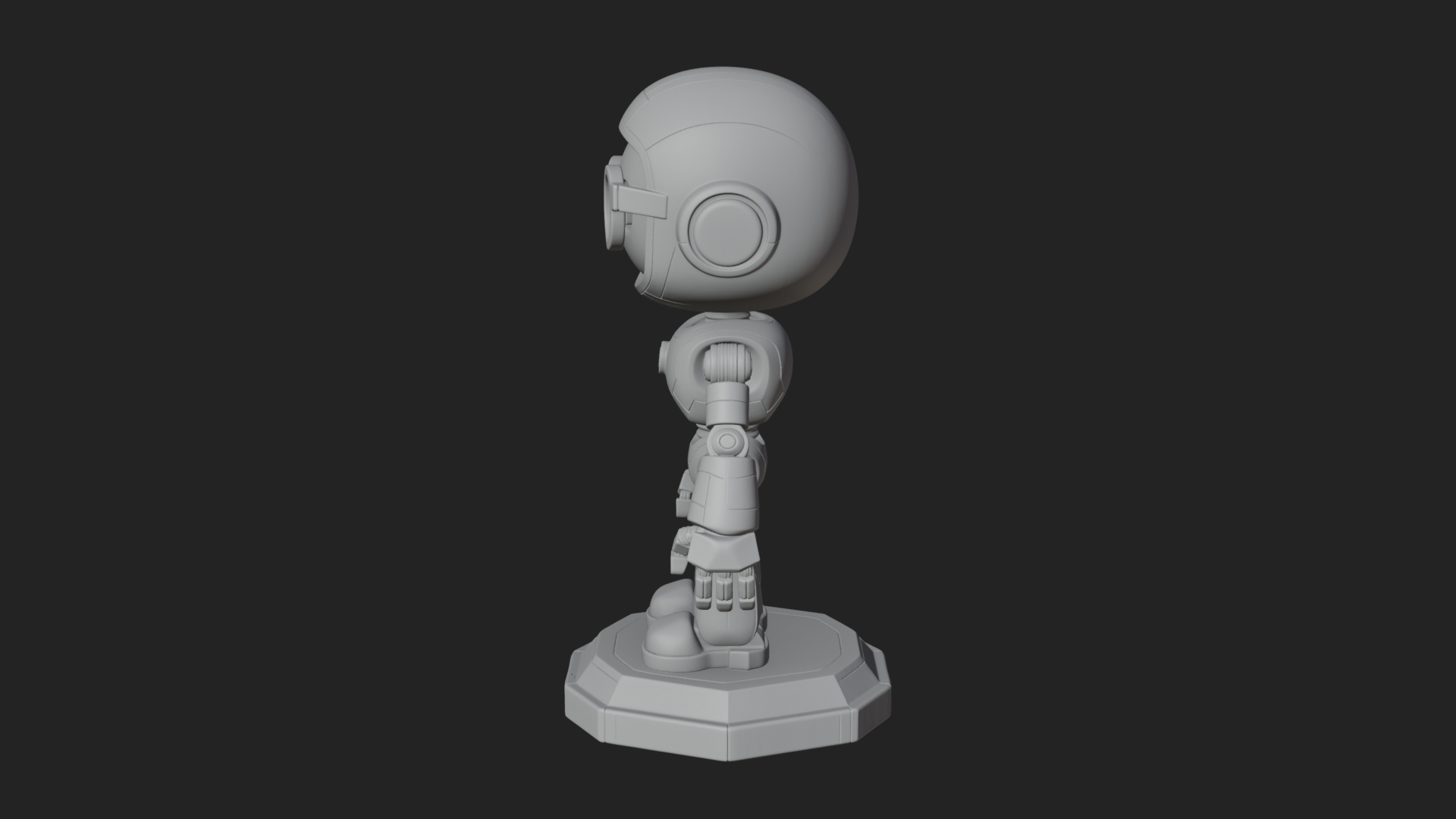 Chibi Round Head Robot Statue Design 6 3D Print Model 3D Model