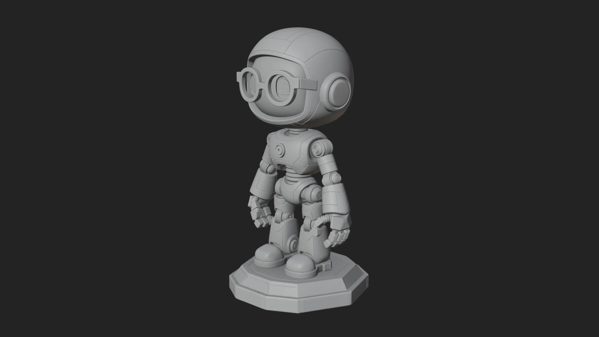 Chibi Round Head Robot Statue Design 6 3D Print Model 3D Model