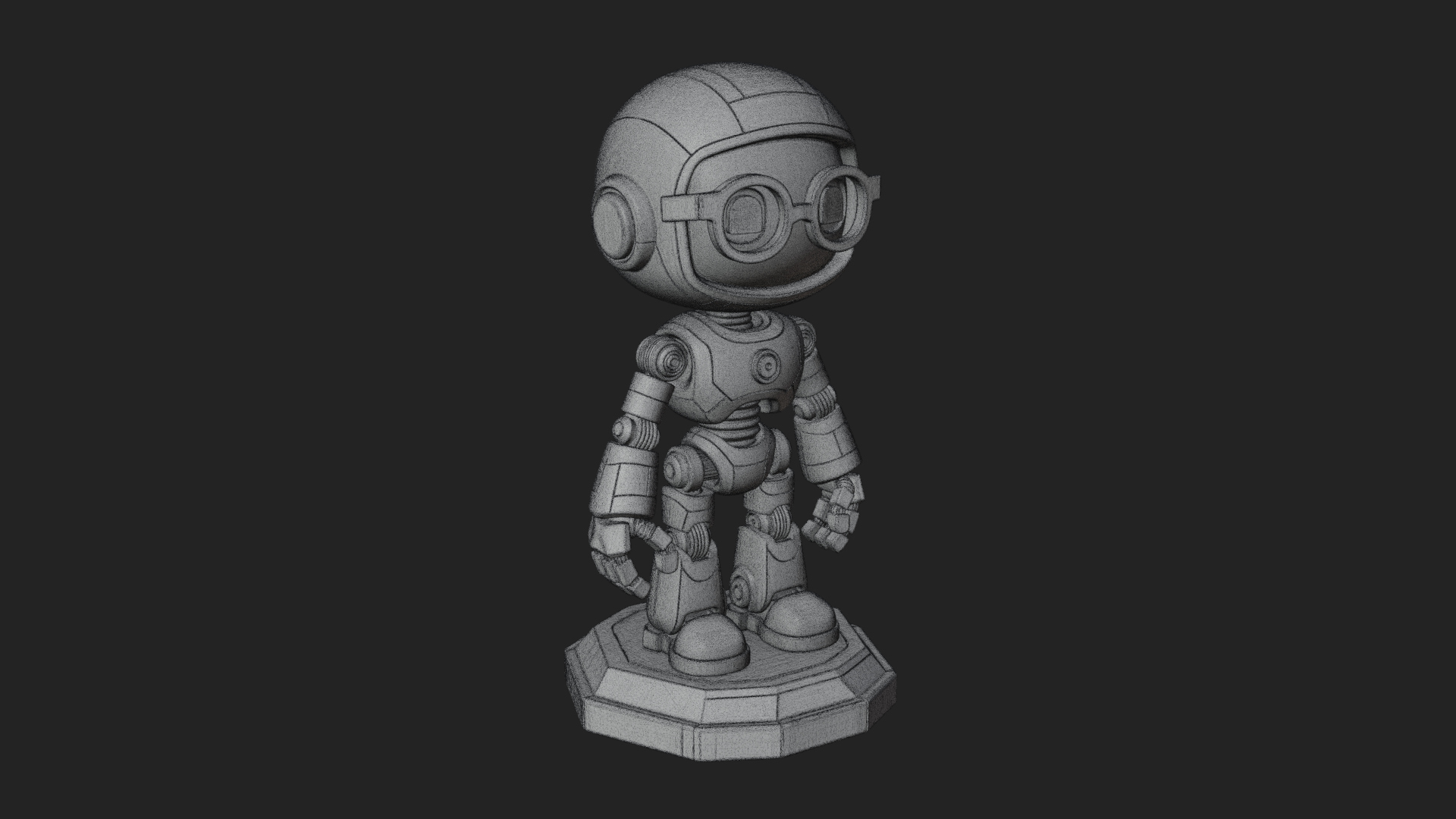 Chibi Round Head Robot Statue Design 6 3D Print Model 3D Model