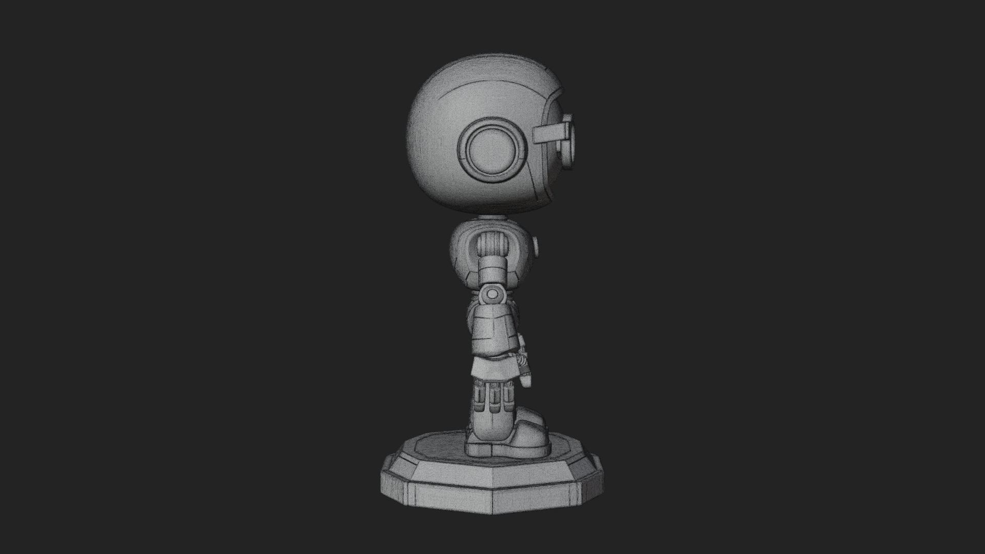 Chibi Round Head Robot Statue Design 6 3D Print Model 3D Model