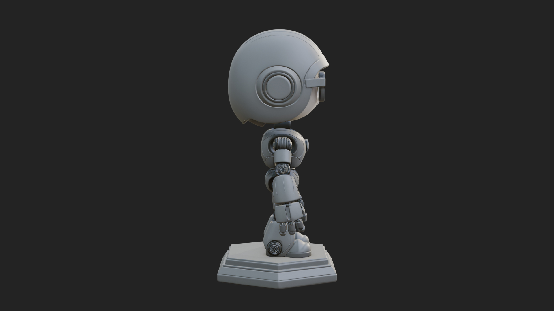 Chibi Round Head Robot Statue Design 7 3D Print Model 3D Model