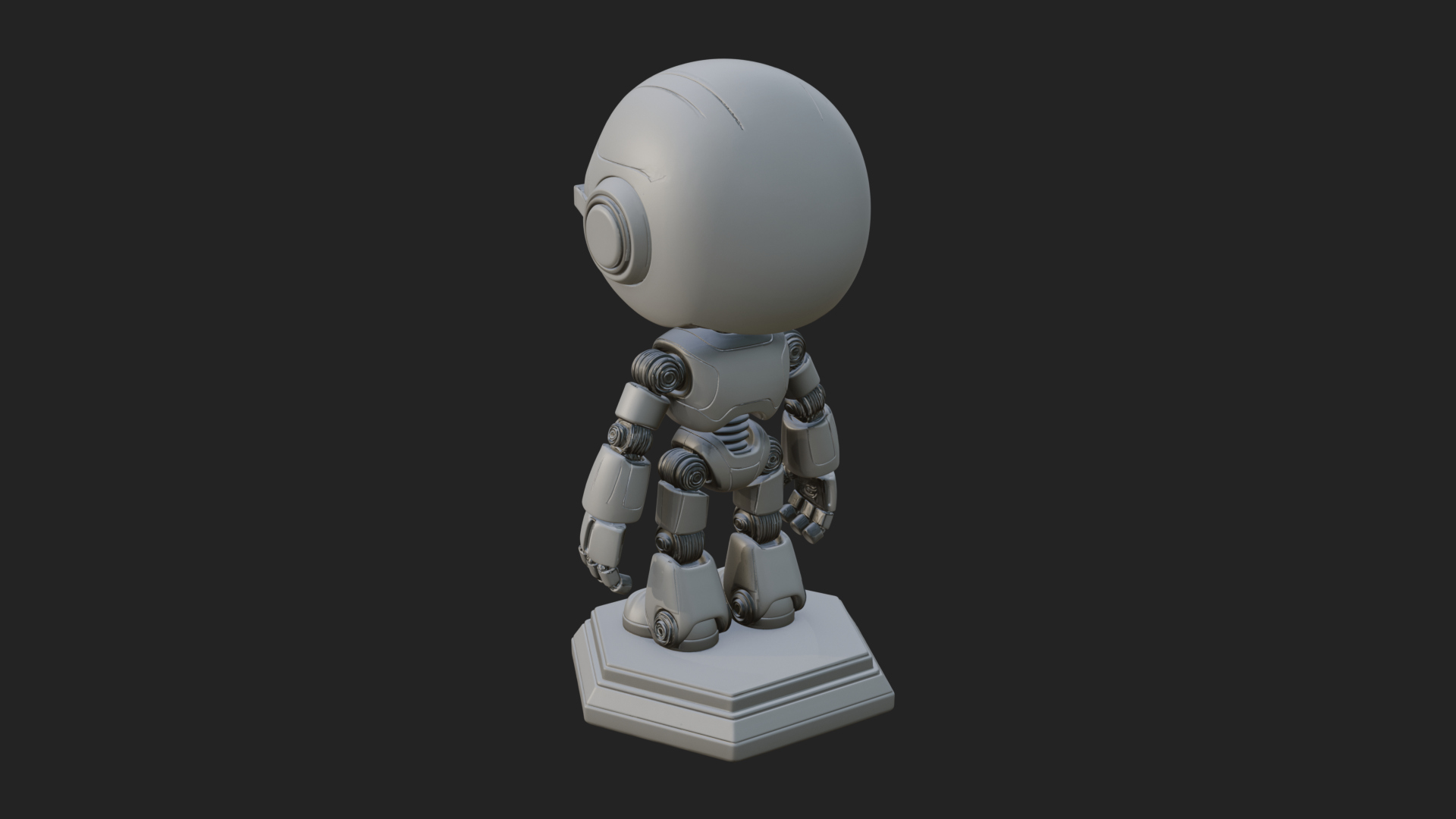 Chibi Round Head Robot Statue Design 7 3D Print Model 3D Model