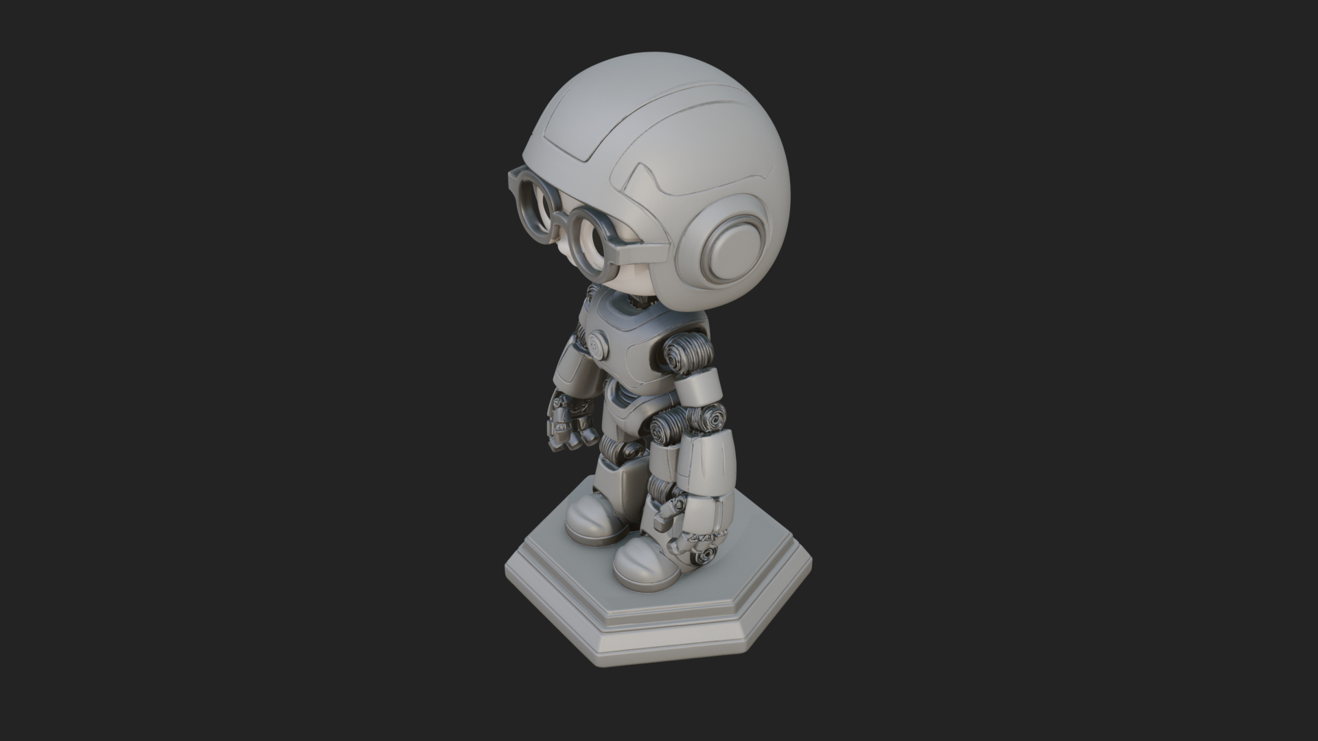 Chibi Round Head Robot Statue Design 7 3D Print Model 3D Model