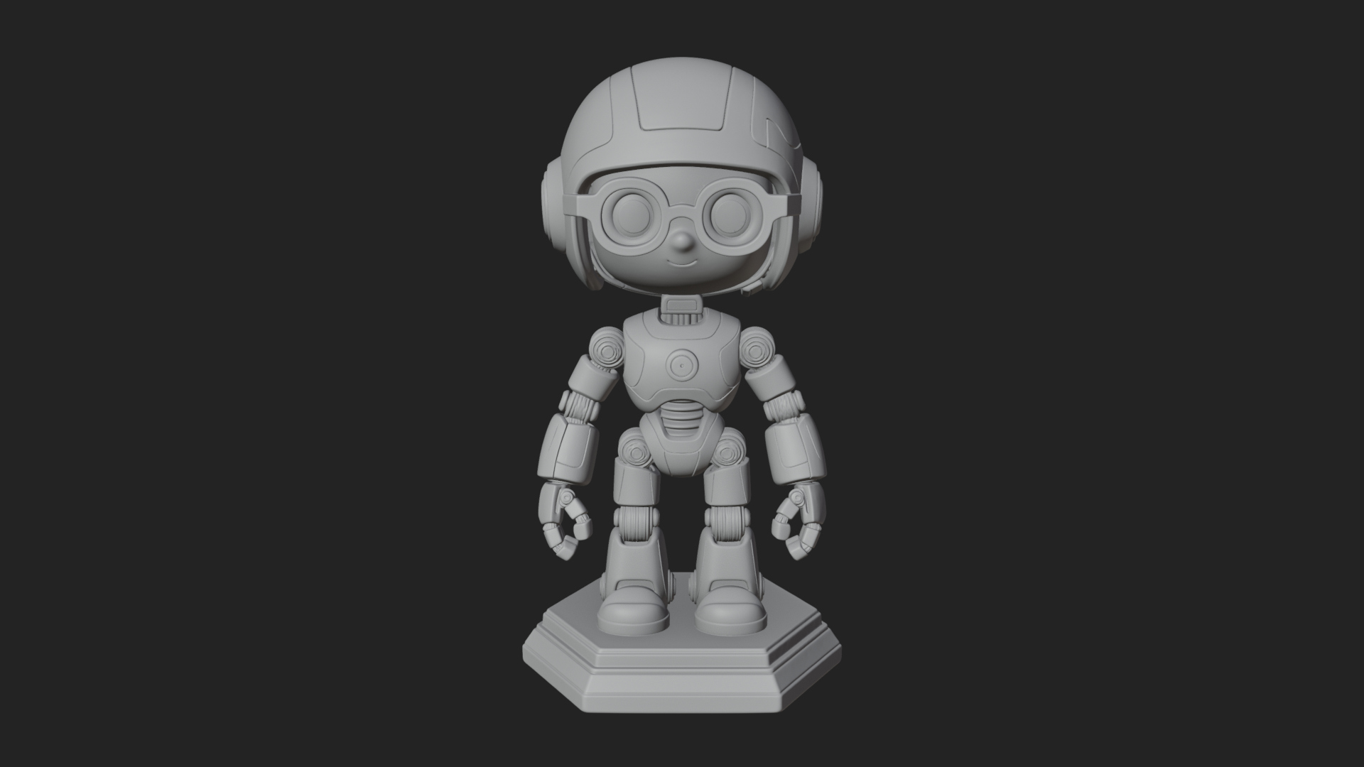 Chibi Round Head Robot Statue Design 7 3D Print Model 3D Model