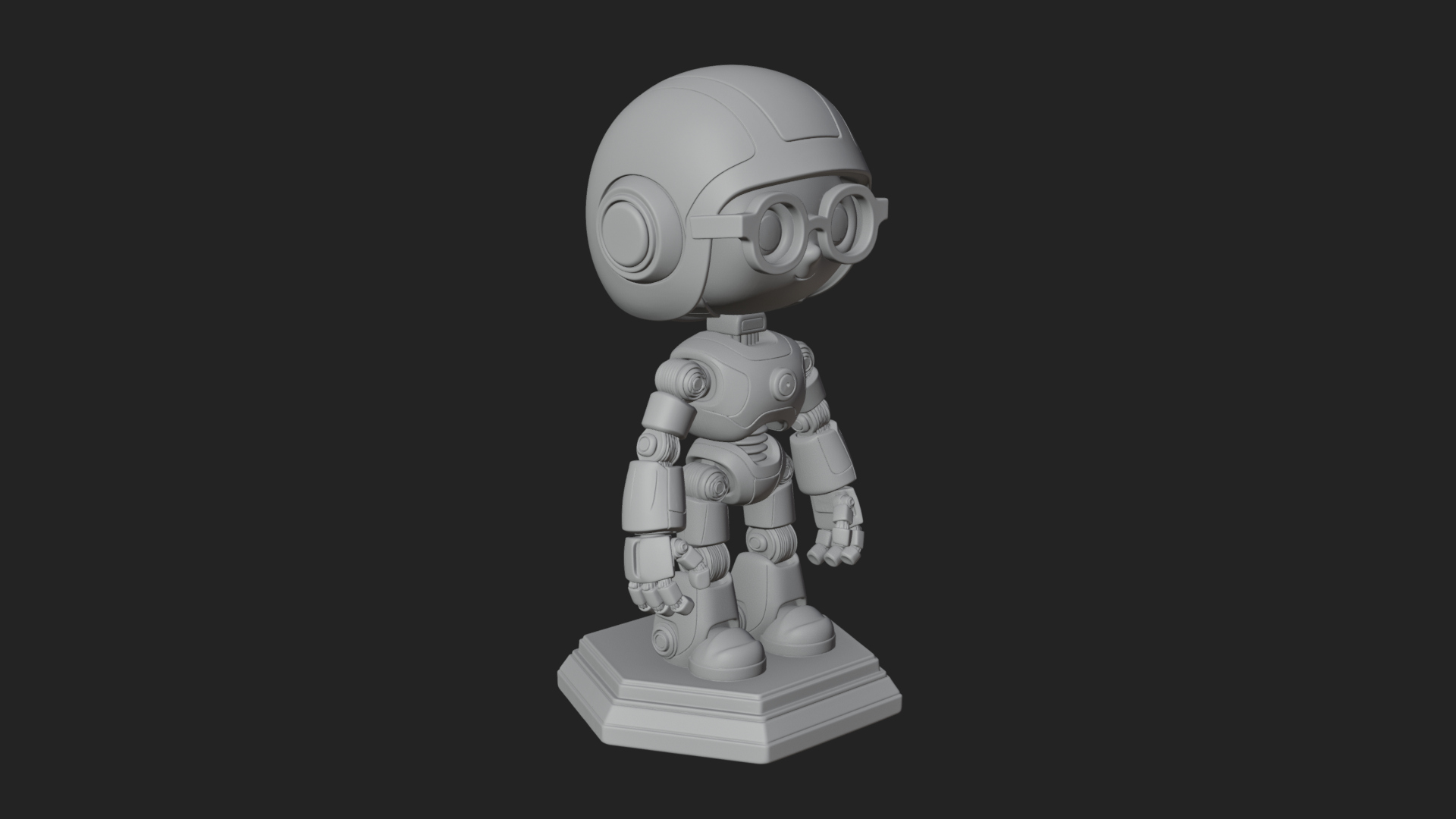 Chibi Round Head Robot Statue Design 7 3D Print Model 3D Model