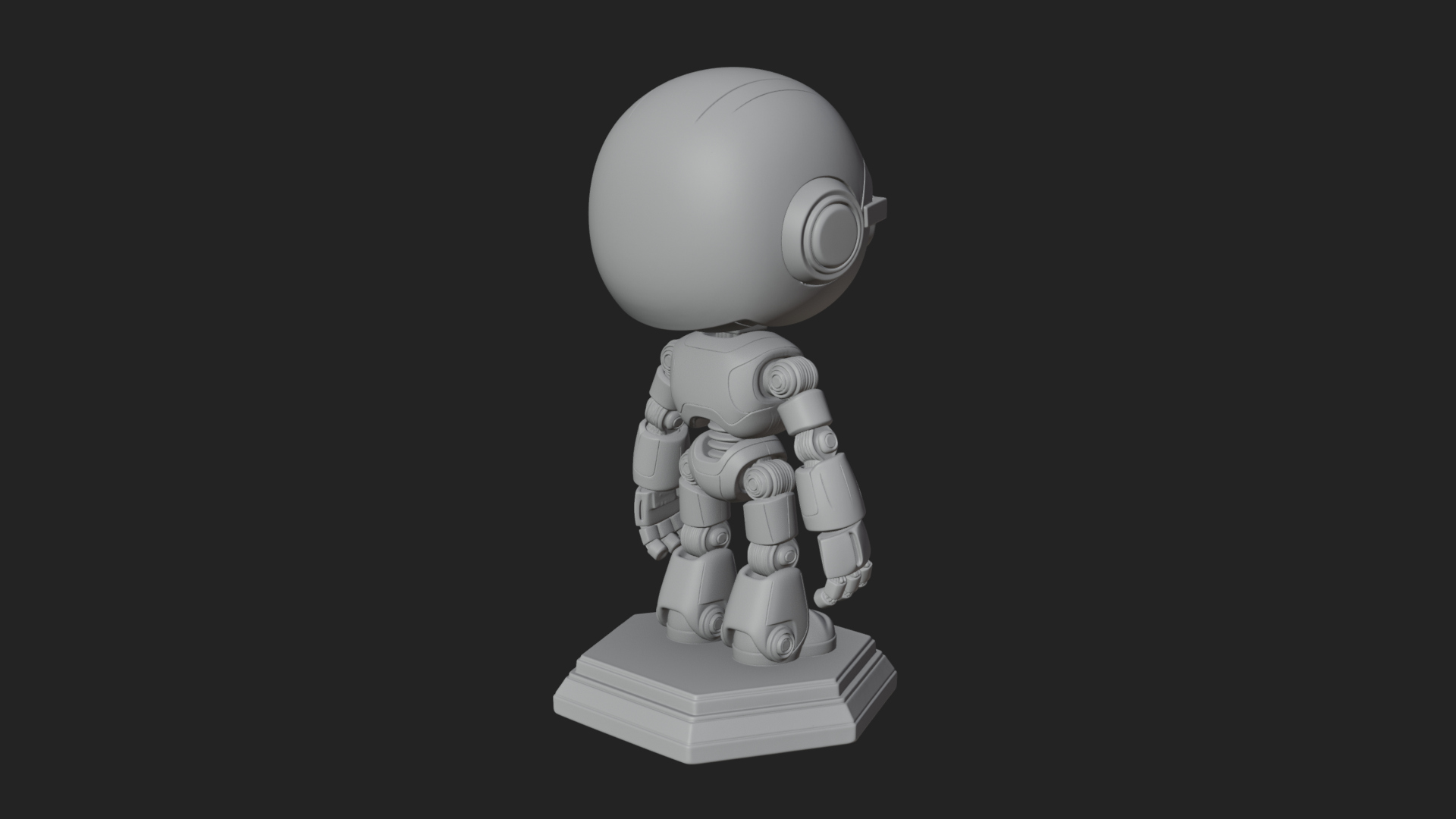 Chibi Round Head Robot Statue Design 7 3D Print Model 3D Model