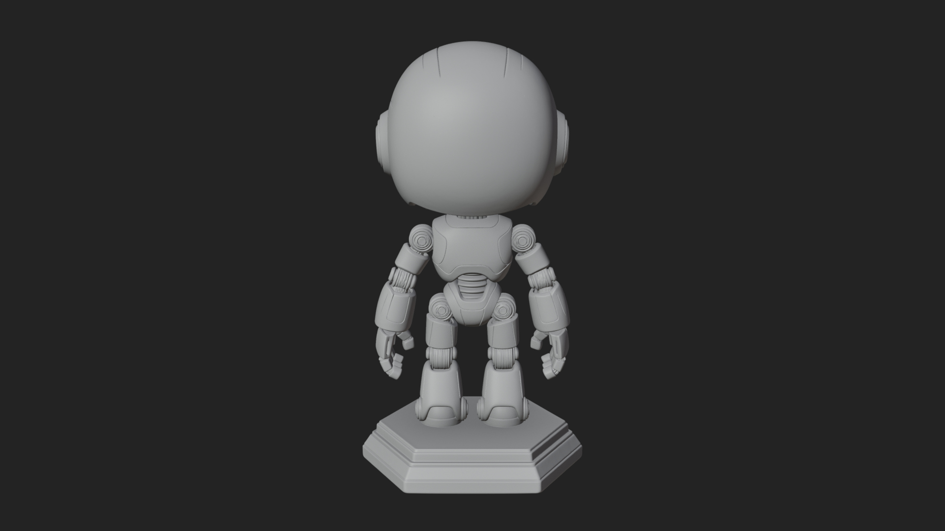 Chibi Round Head Robot Statue Design 7 3D Print Model 3D Model