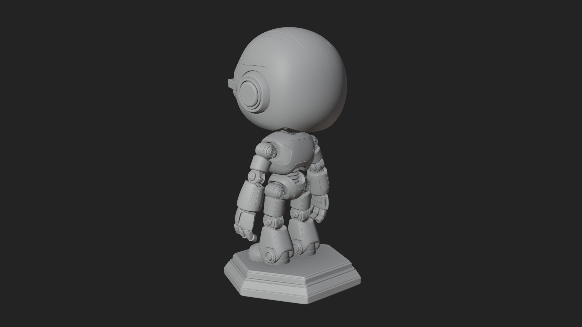 Chibi Round Head Robot Statue Design 7 3D Print Model 3D Model