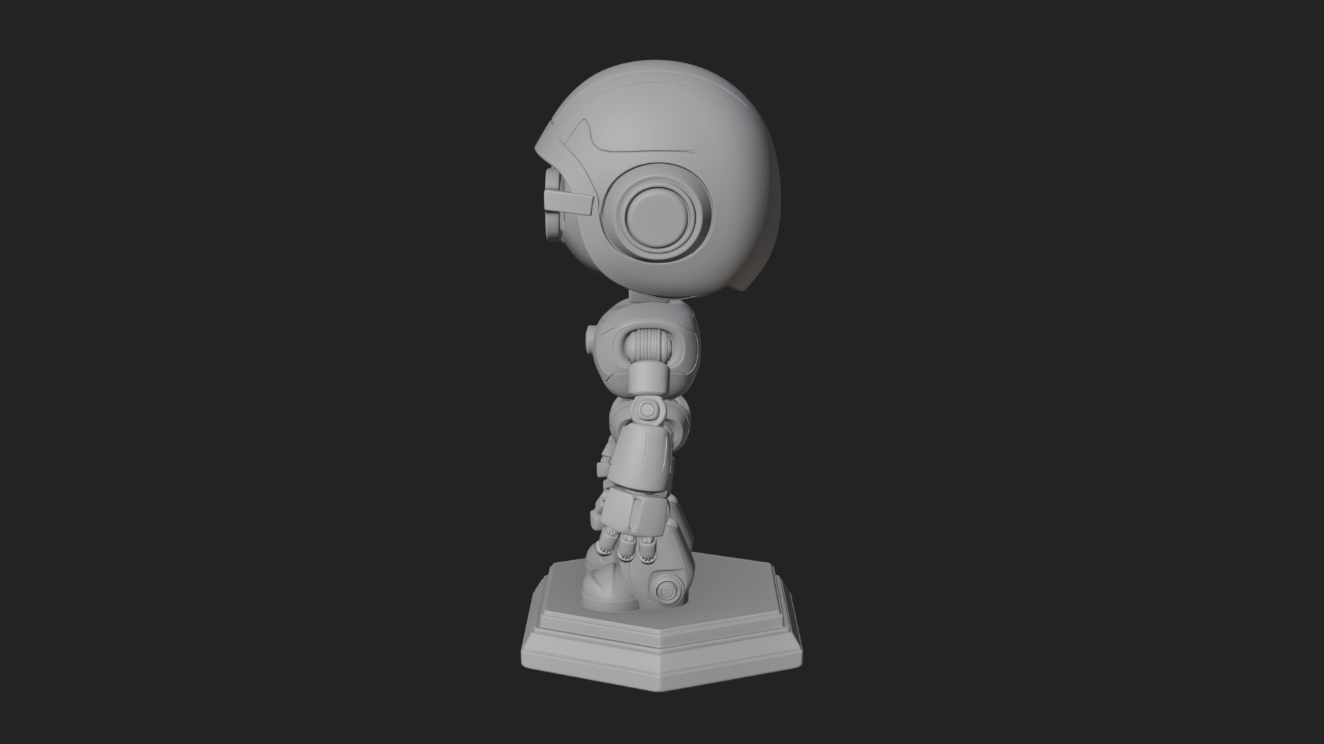 Chibi Round Head Robot Statue Design 7 3D Print Model 3D Model
