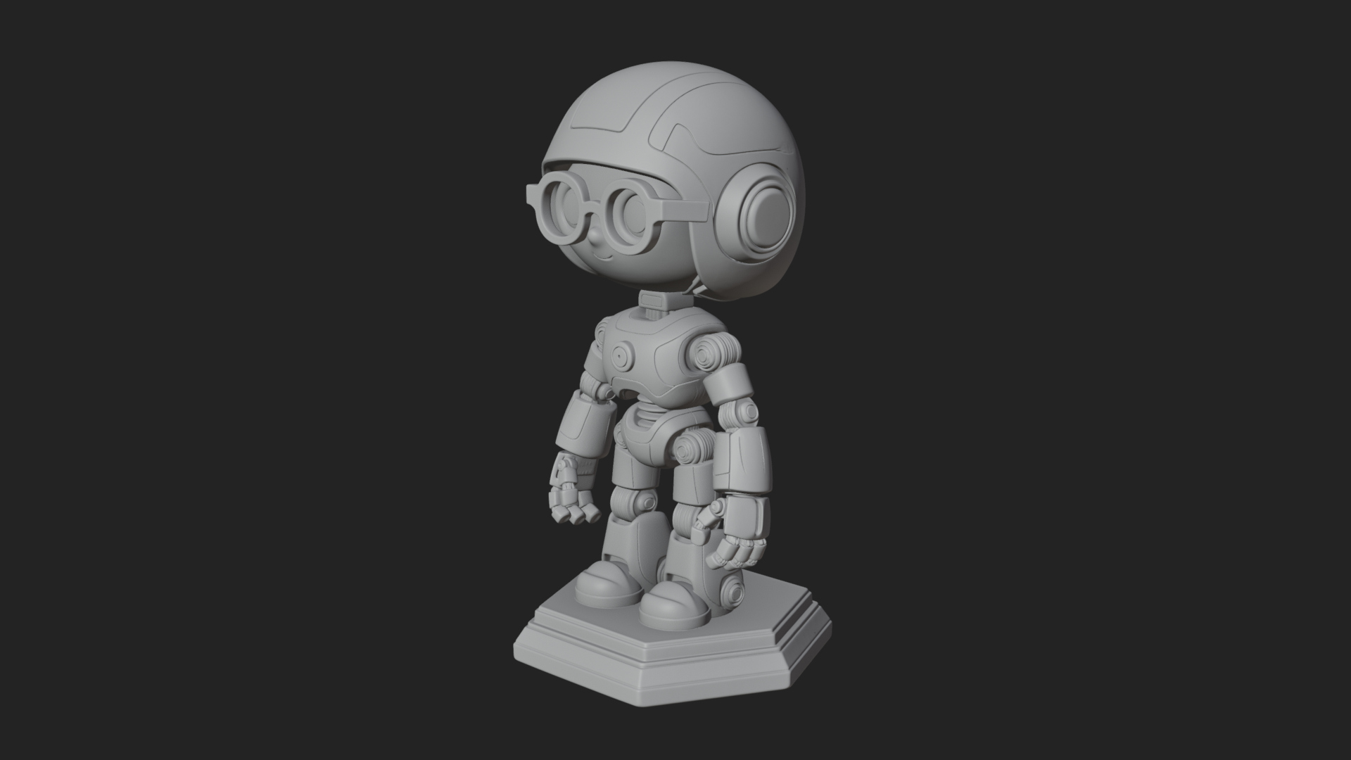 Chibi Round Head Robot Statue Design 7 3D Print Model 3D Model