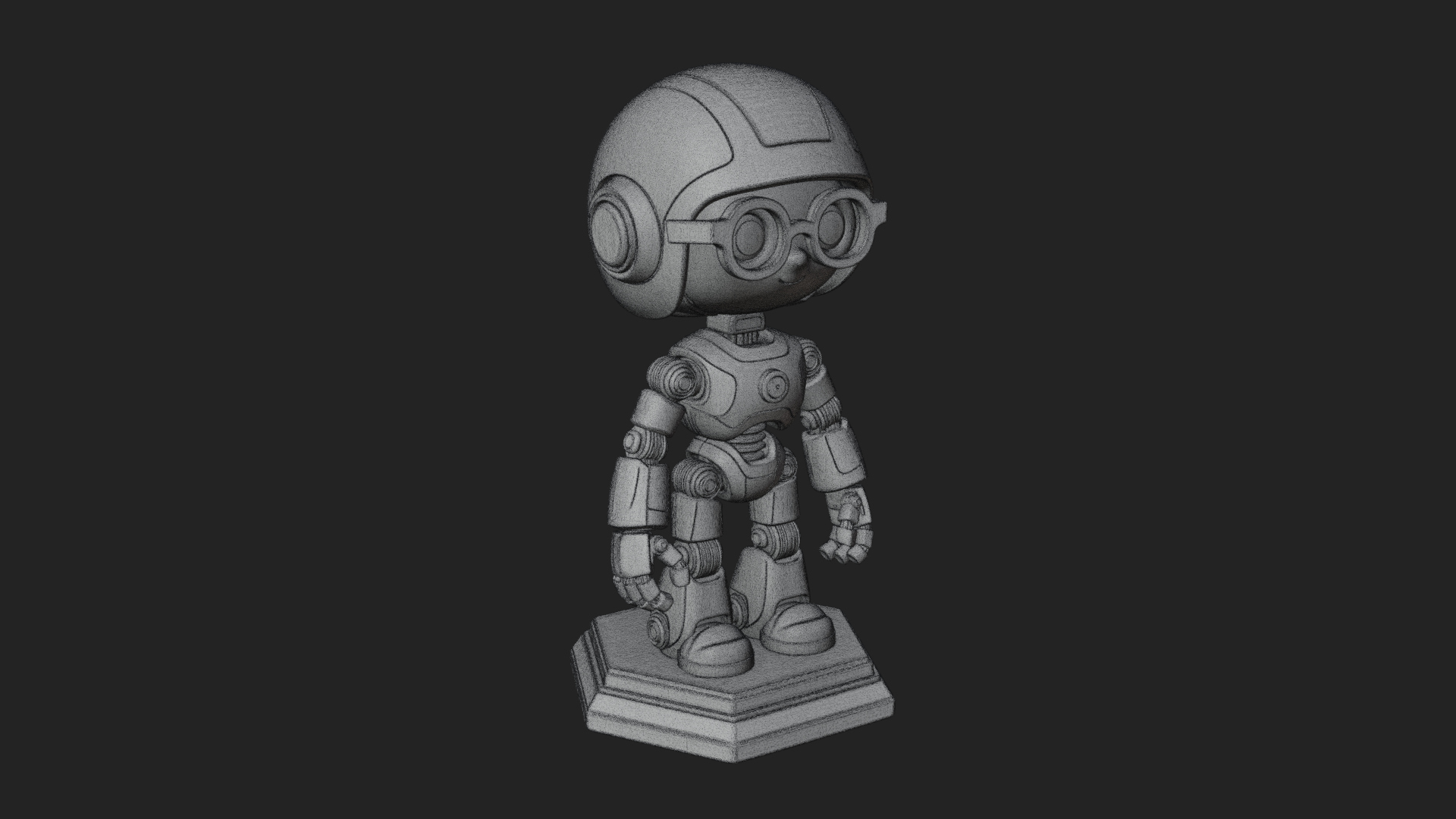 Chibi Round Head Robot Statue Design 7 3D Print Model 3D Model