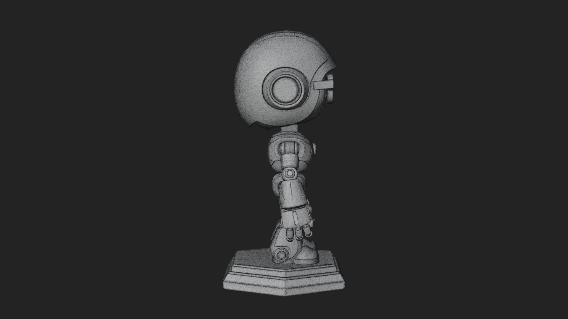 Chibi Round Head Robot Statue Design 7 3D Print Model 3D Model