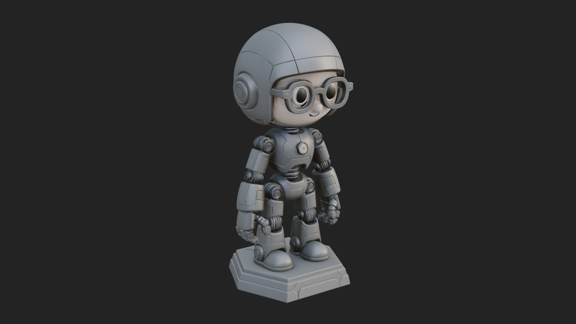 Chibi Round Head Robot Statue Design 8 3D Print Model 3D Model