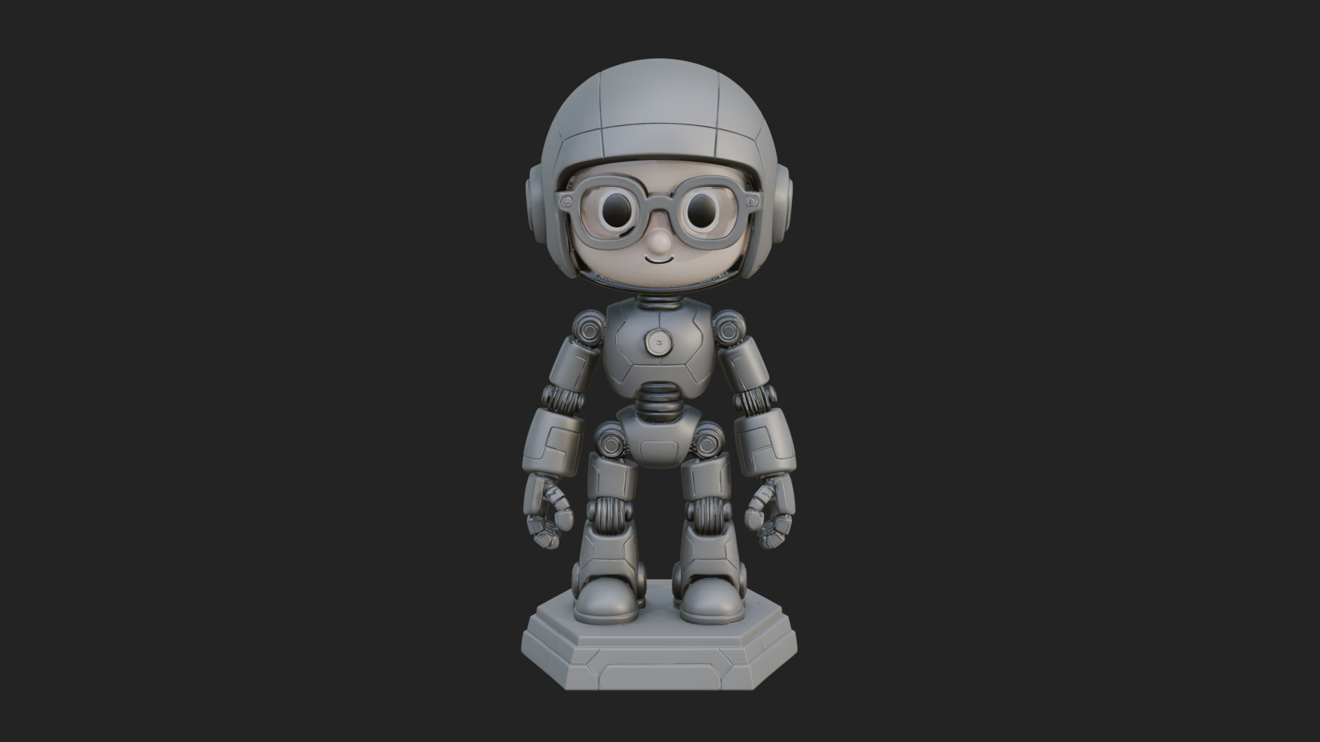 Chibi Round Head Robot Statue Design 8 3D Print Model 3D Model