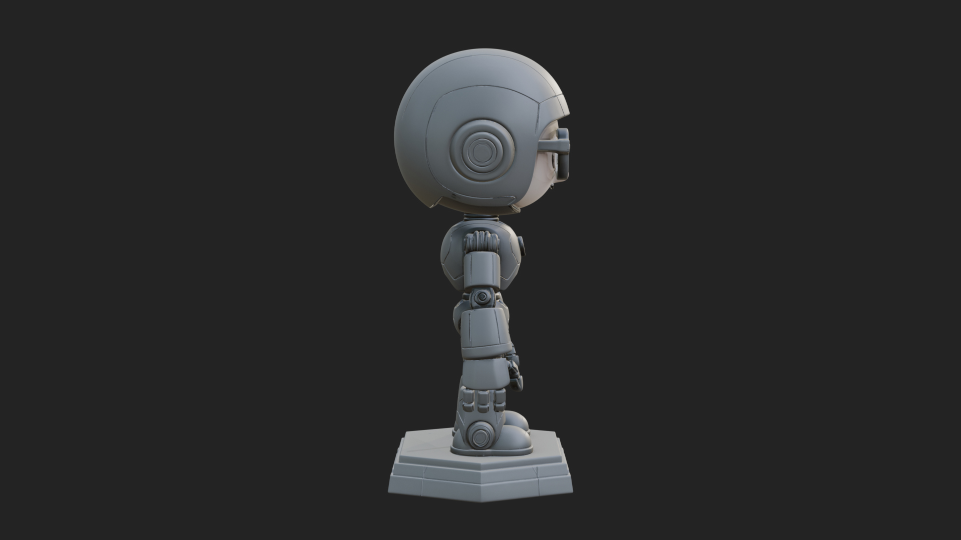 Chibi Round Head Robot Statue Design 8 3D Print Model 3D Model