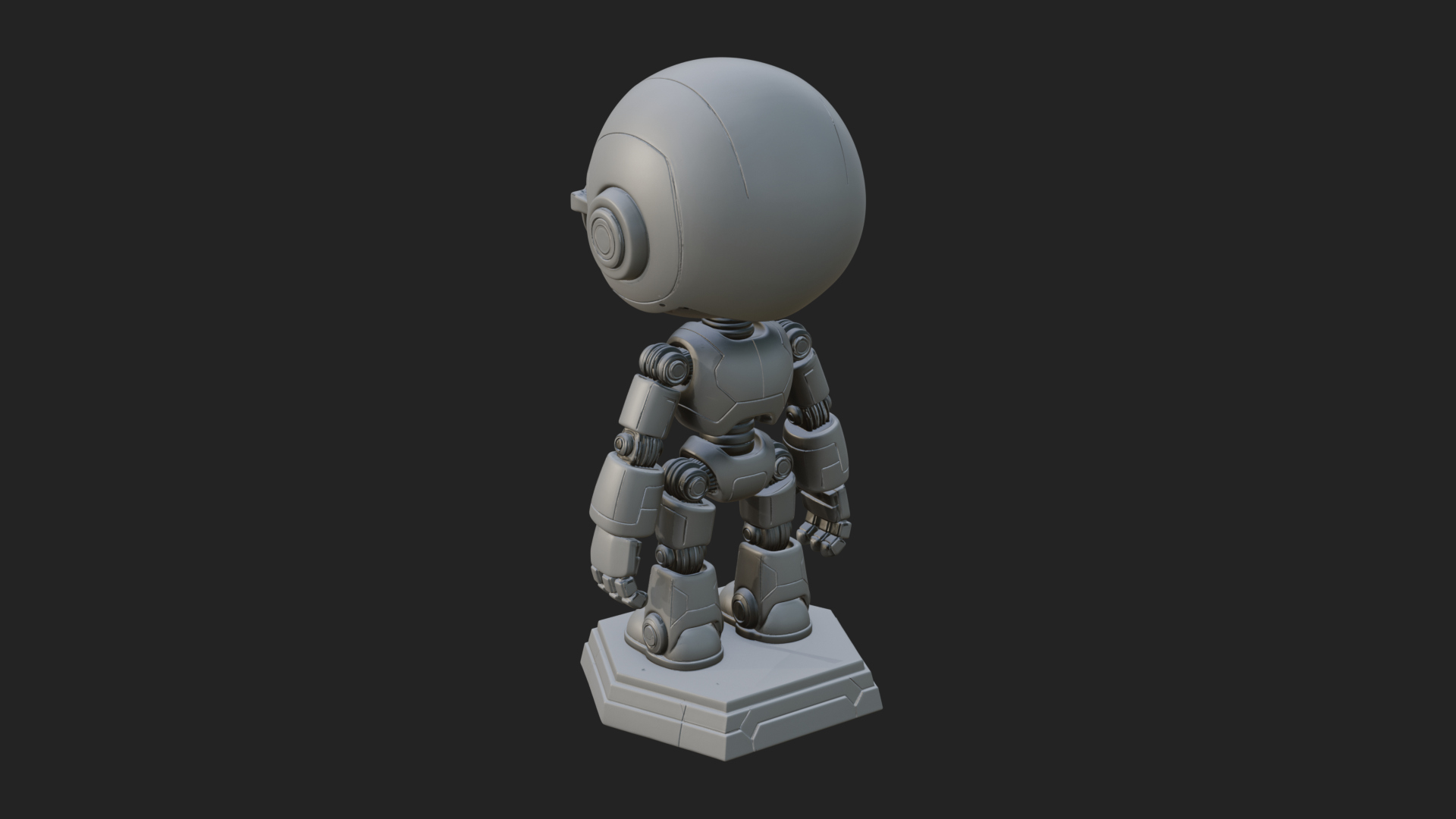 Chibi Round Head Robot Statue Design 8 3D Print Model 3D Model