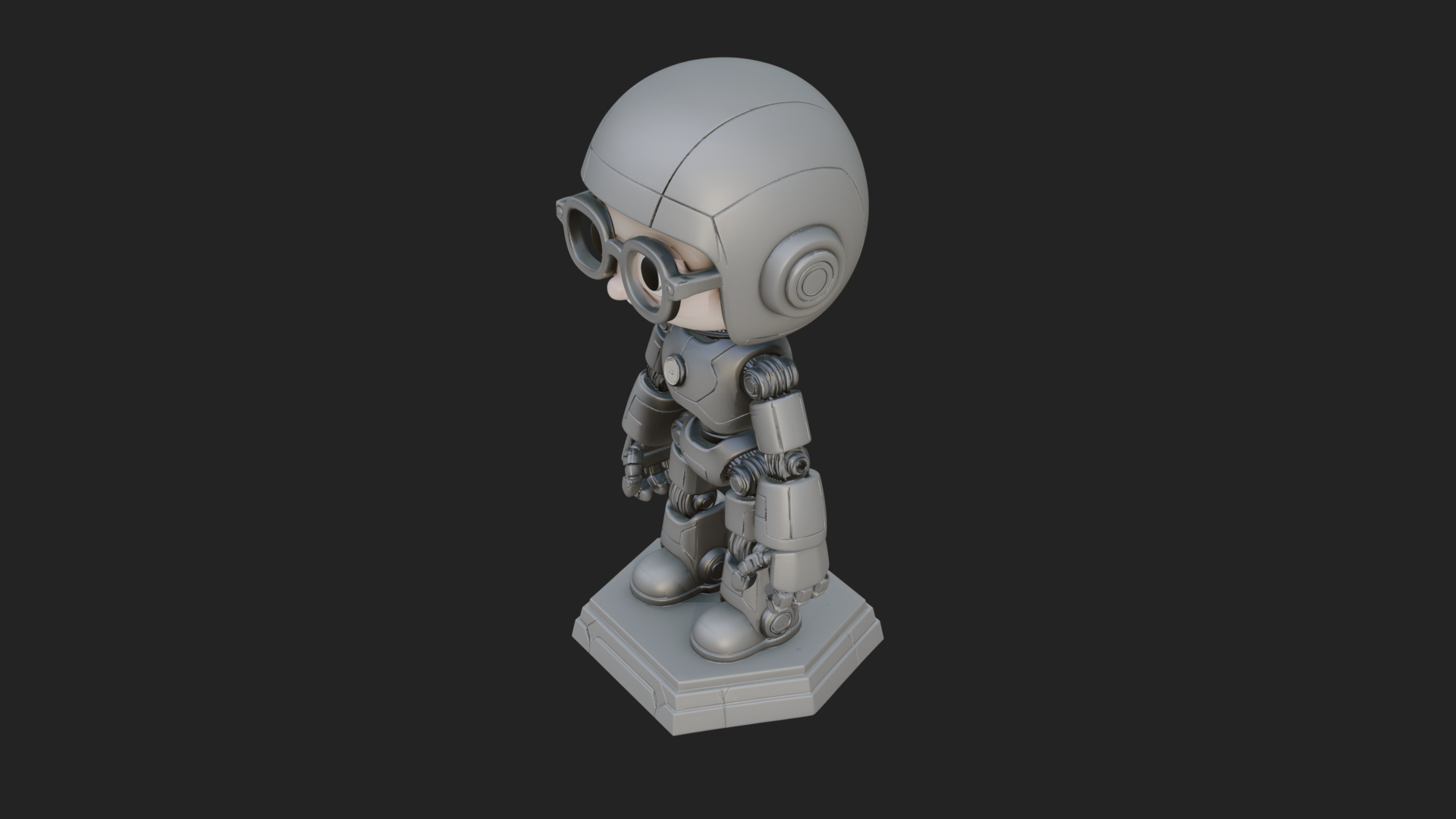Chibi Round Head Robot Statue Design 8 3D Print Model 3D Model