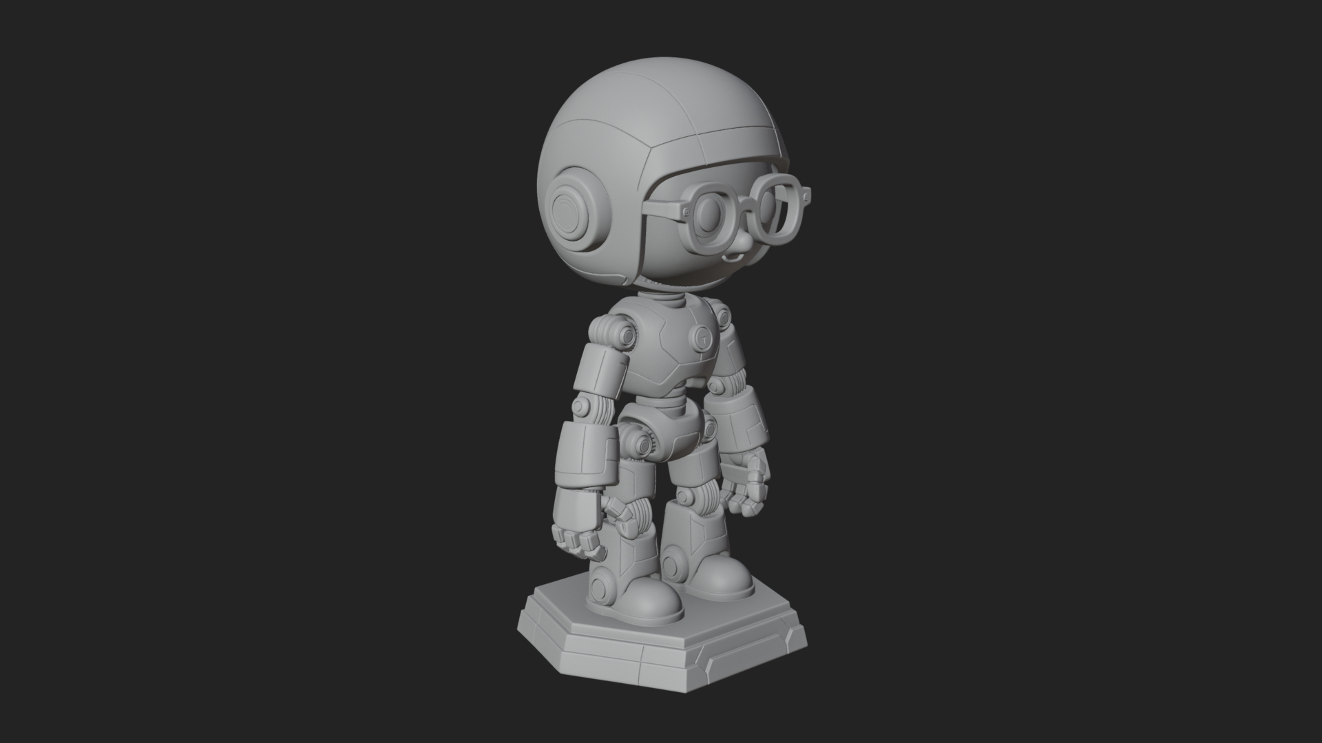 Chibi Round Head Robot Statue Design 8 3D Print Model 3D Model