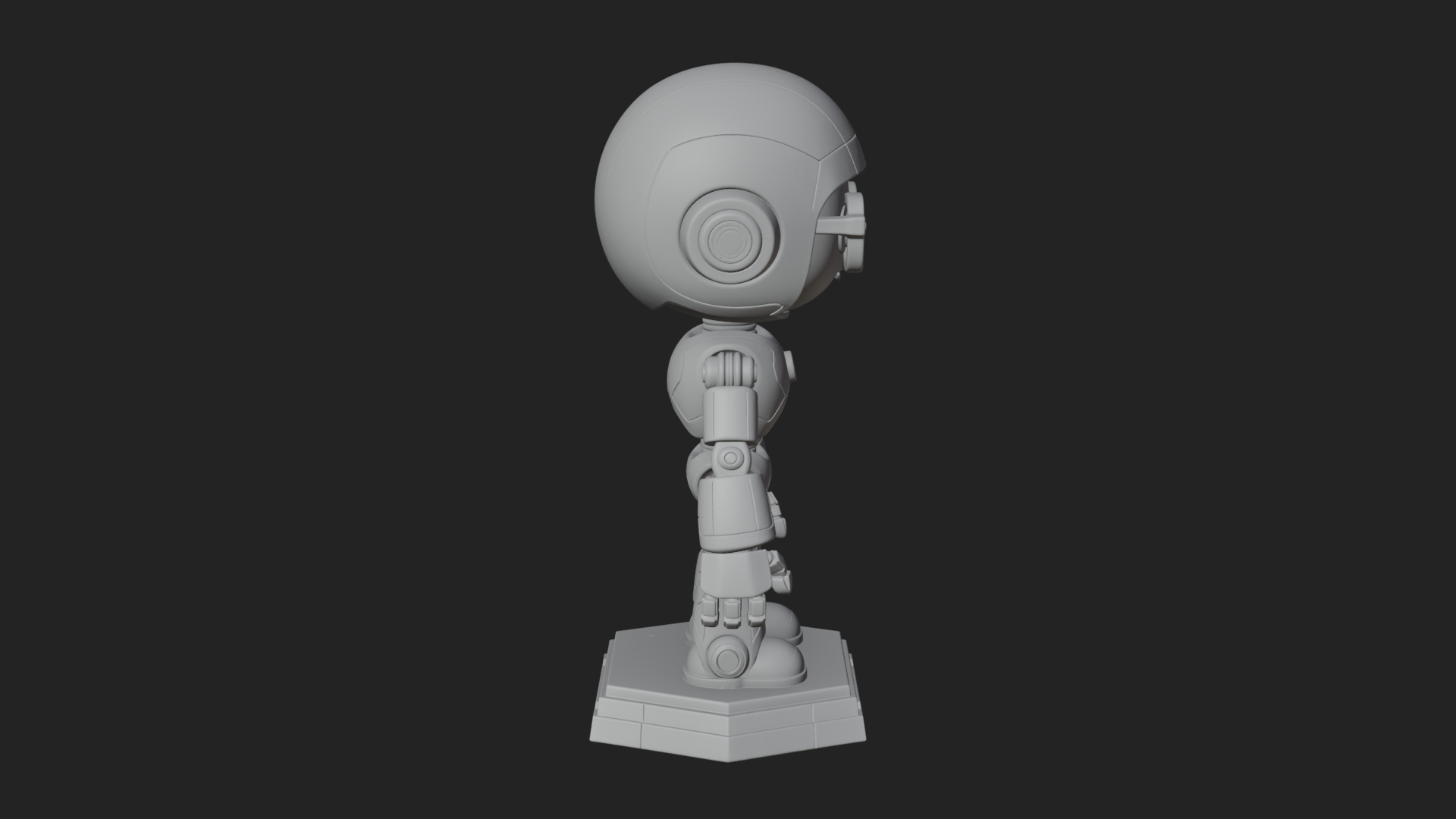 Chibi Round Head Robot Statue Design 8 3D Print Model 3D Model