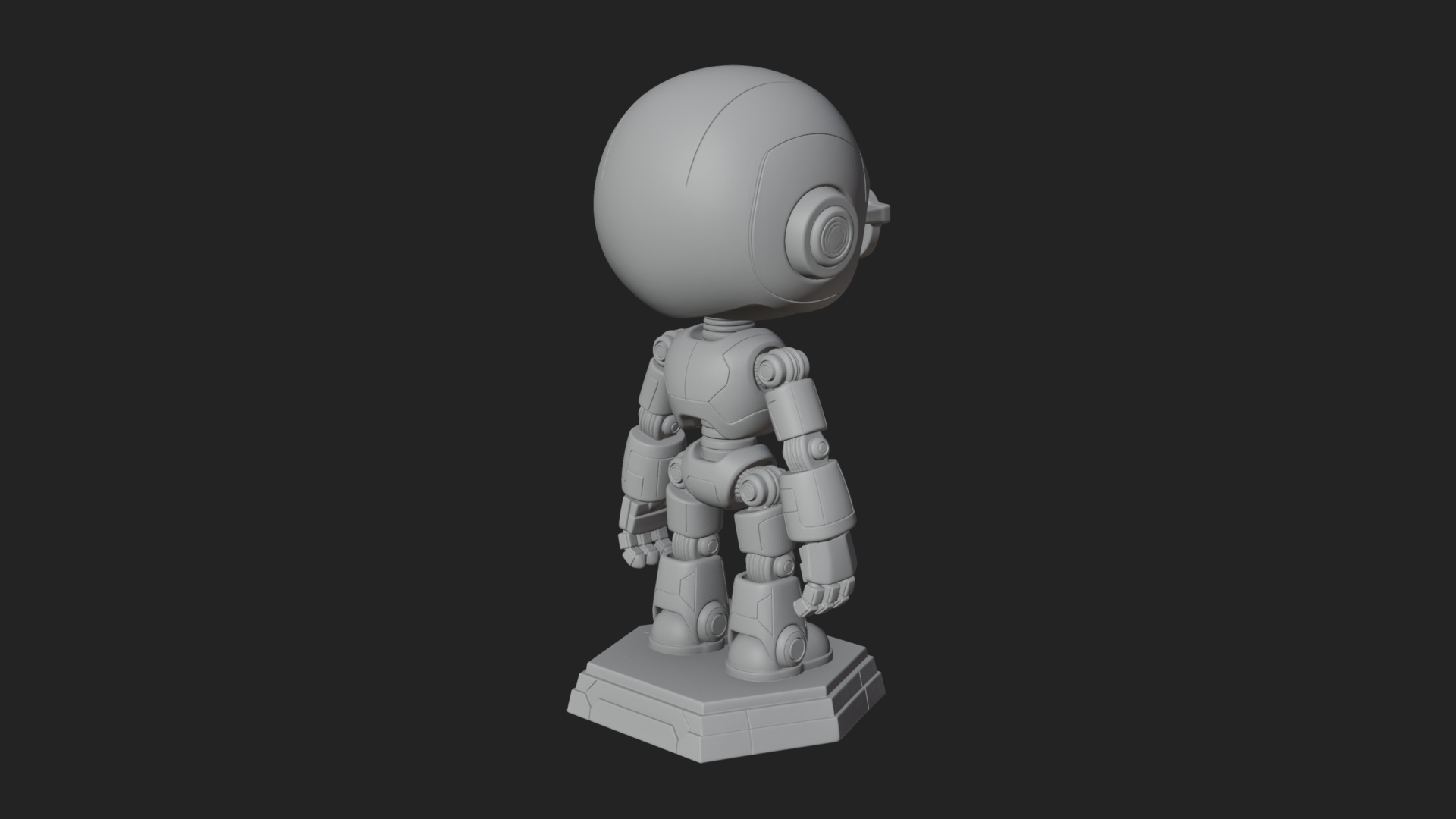 Chibi Round Head Robot Statue Design 8 3D Print Model 3D Model