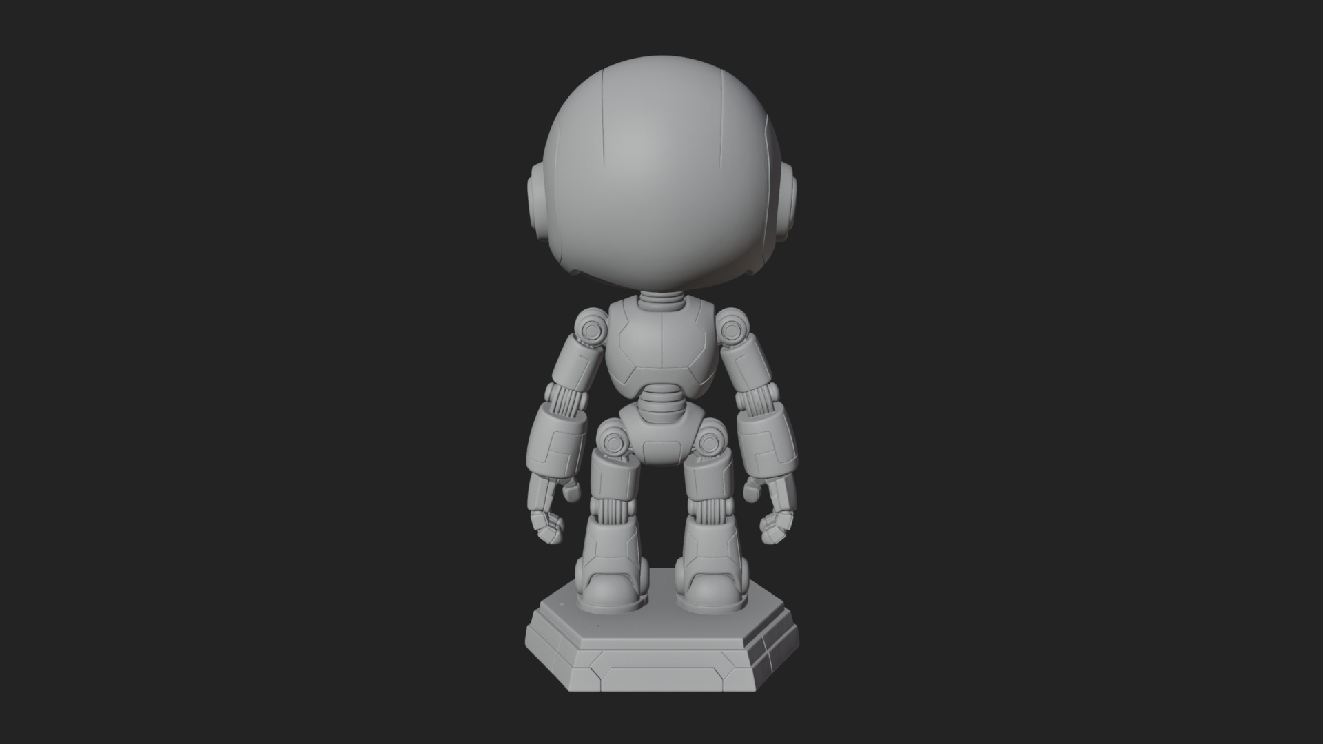 Chibi Round Head Robot Statue Design 8 3D Print Model 3D Model