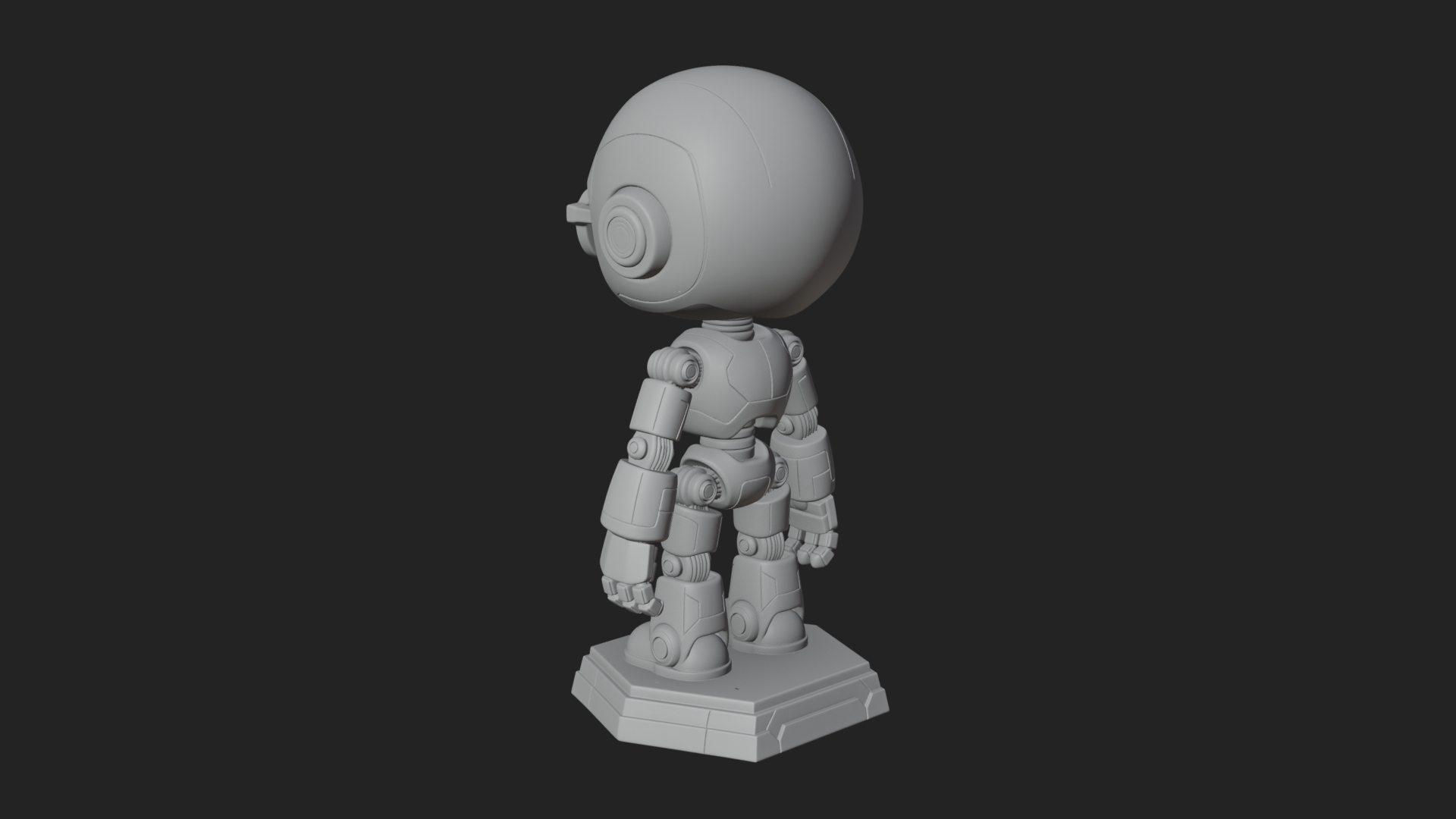 Chibi Round Head Robot Statue Design 8 3D Print Model 3D Model