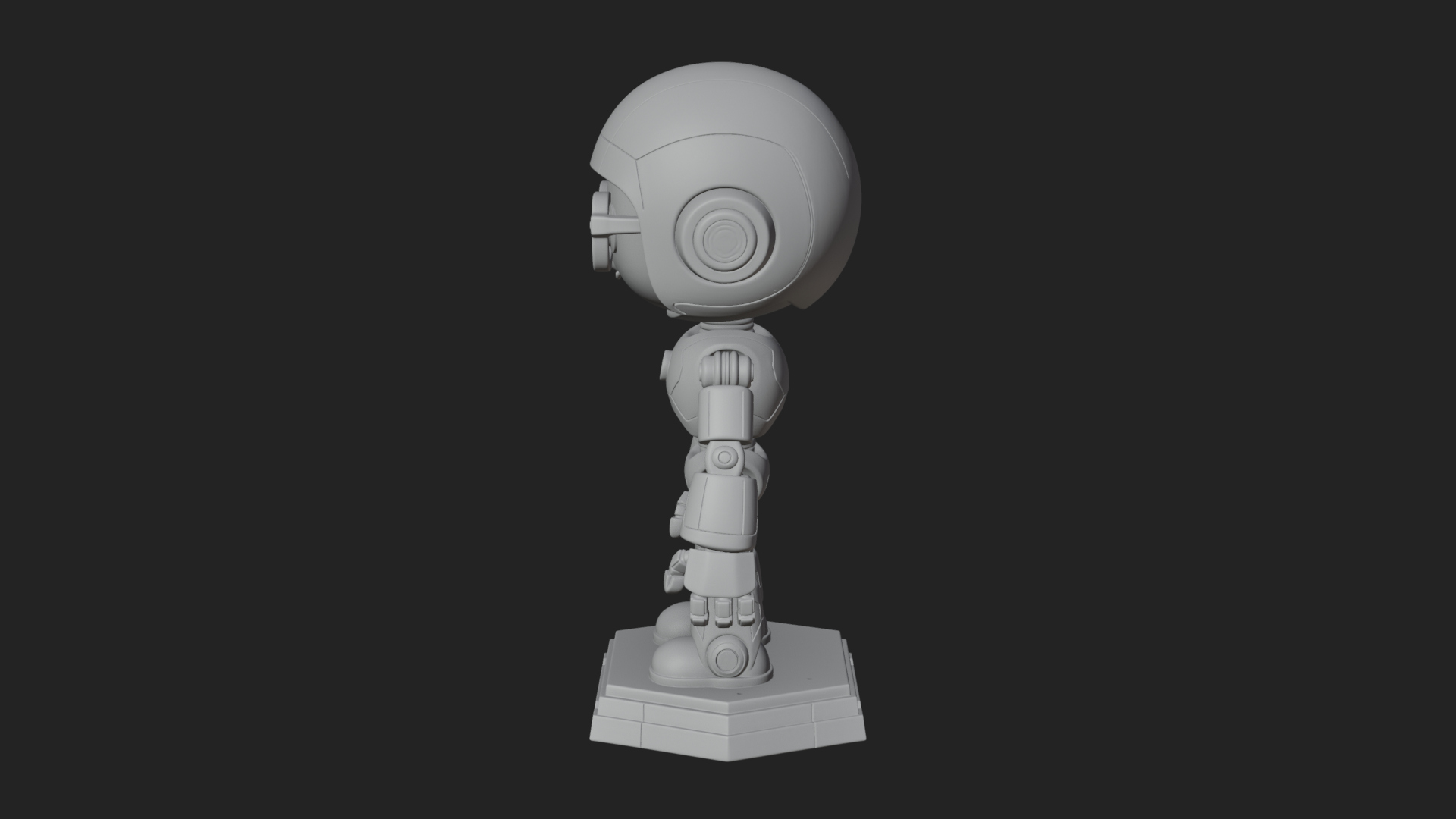 Chibi Round Head Robot Statue Design 8 3D Print Model 3D Model