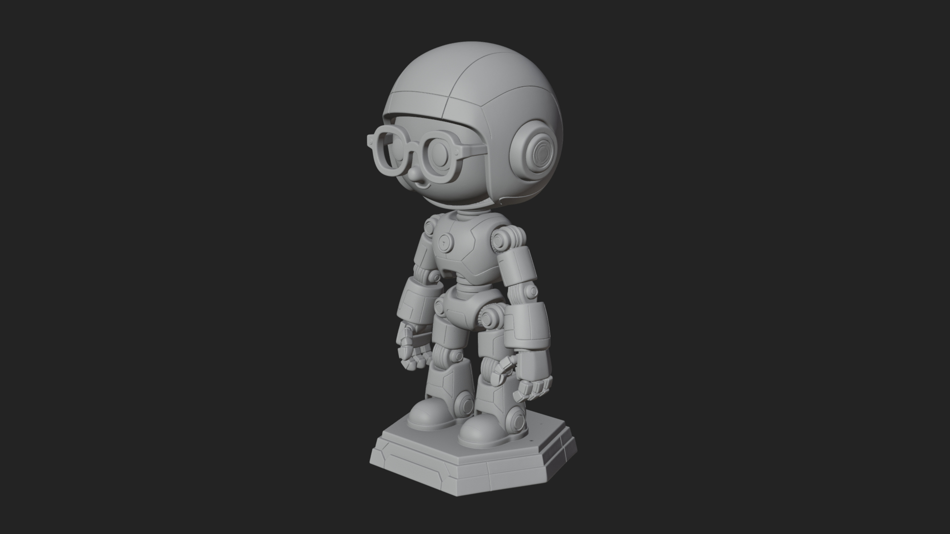 Chibi Round Head Robot Statue Design 8 3D Print Model 3D Model