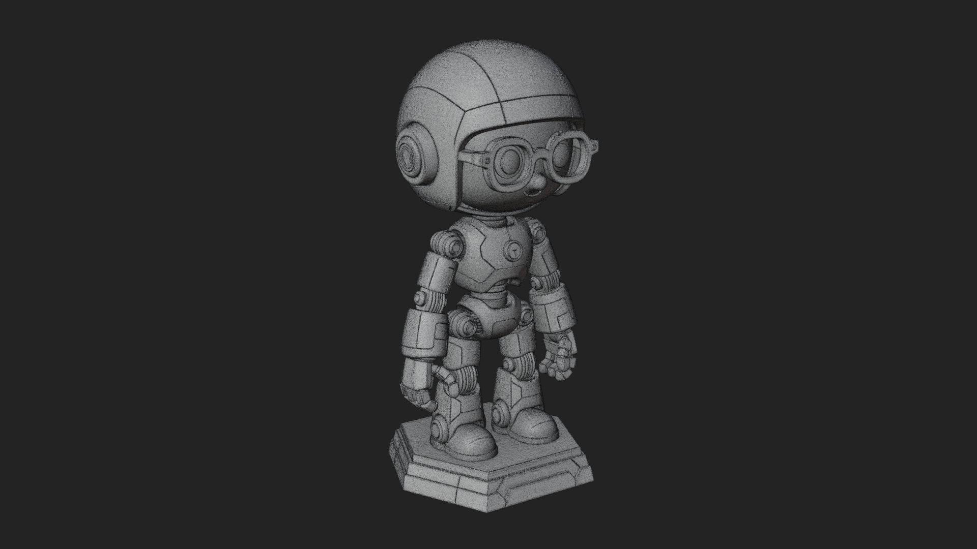 Chibi Round Head Robot Statue Design 8 3D Print Model 3D Model