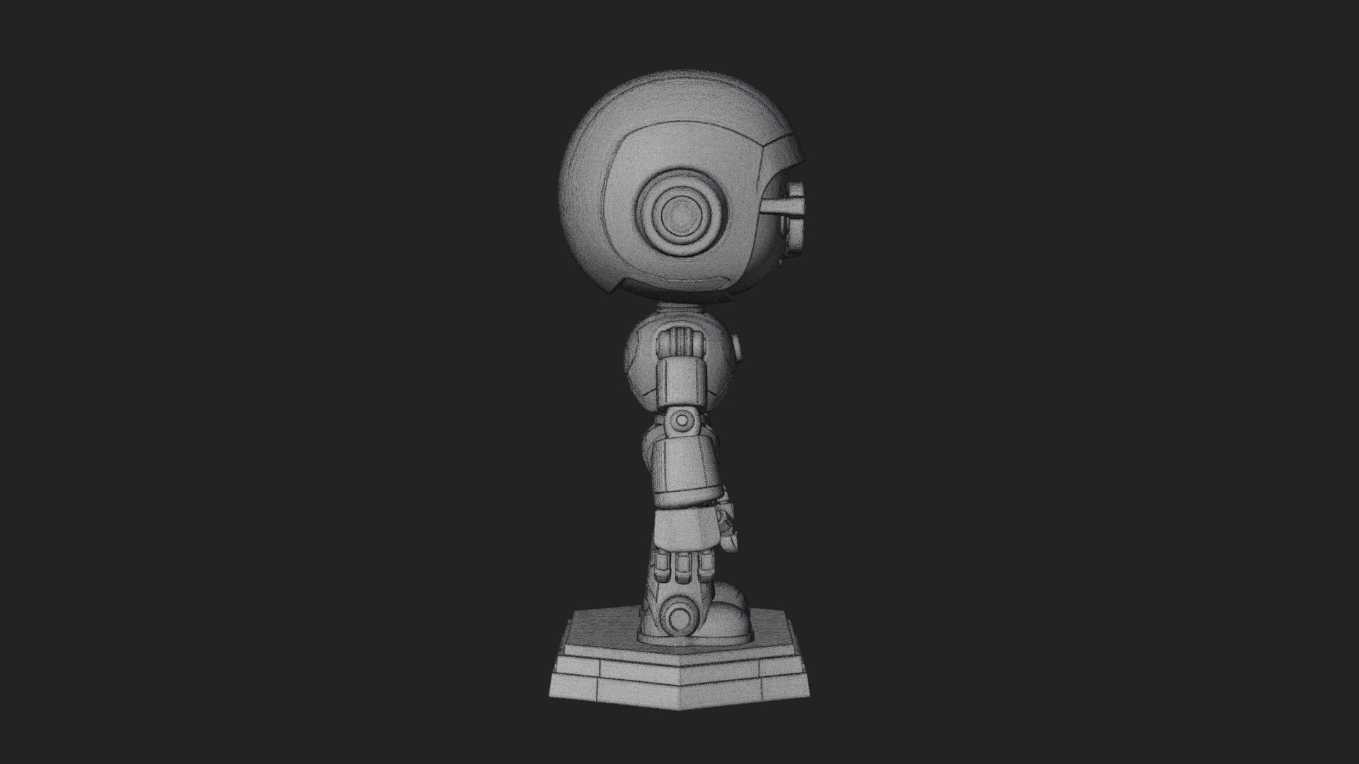 Chibi Round Head Robot Statue Design 8 3D Print Model 3D Model