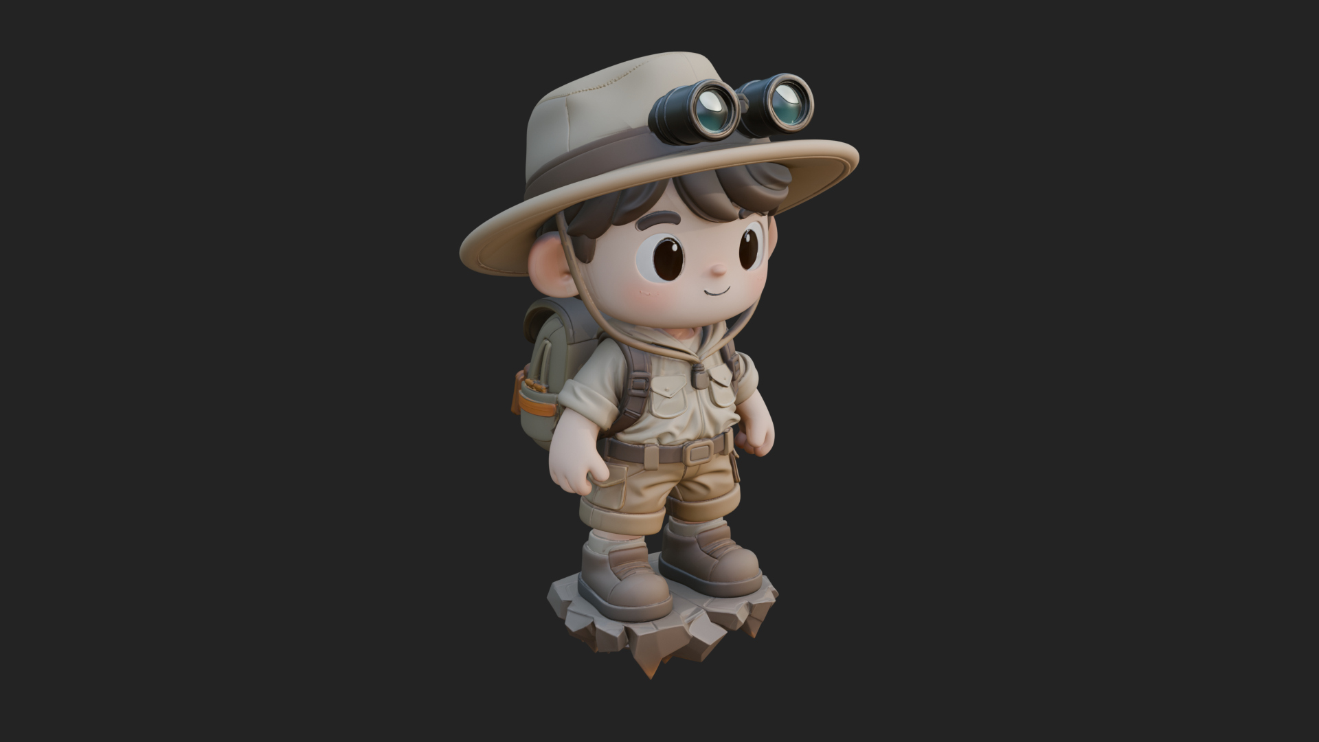 Chibi Safari Explorer Statue Design 1 3D Print Model 3D Model