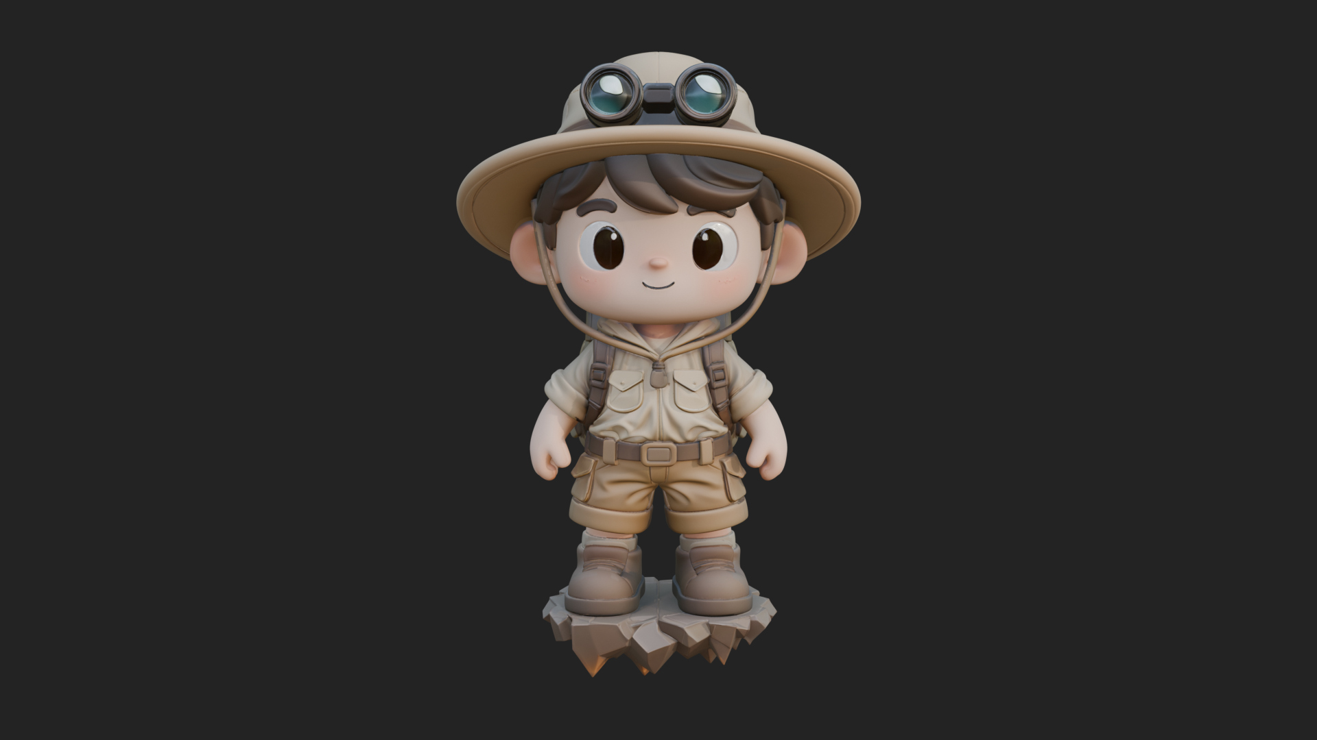 Chibi Safari Explorer Statue Design 1 3D Print Model 3D Model