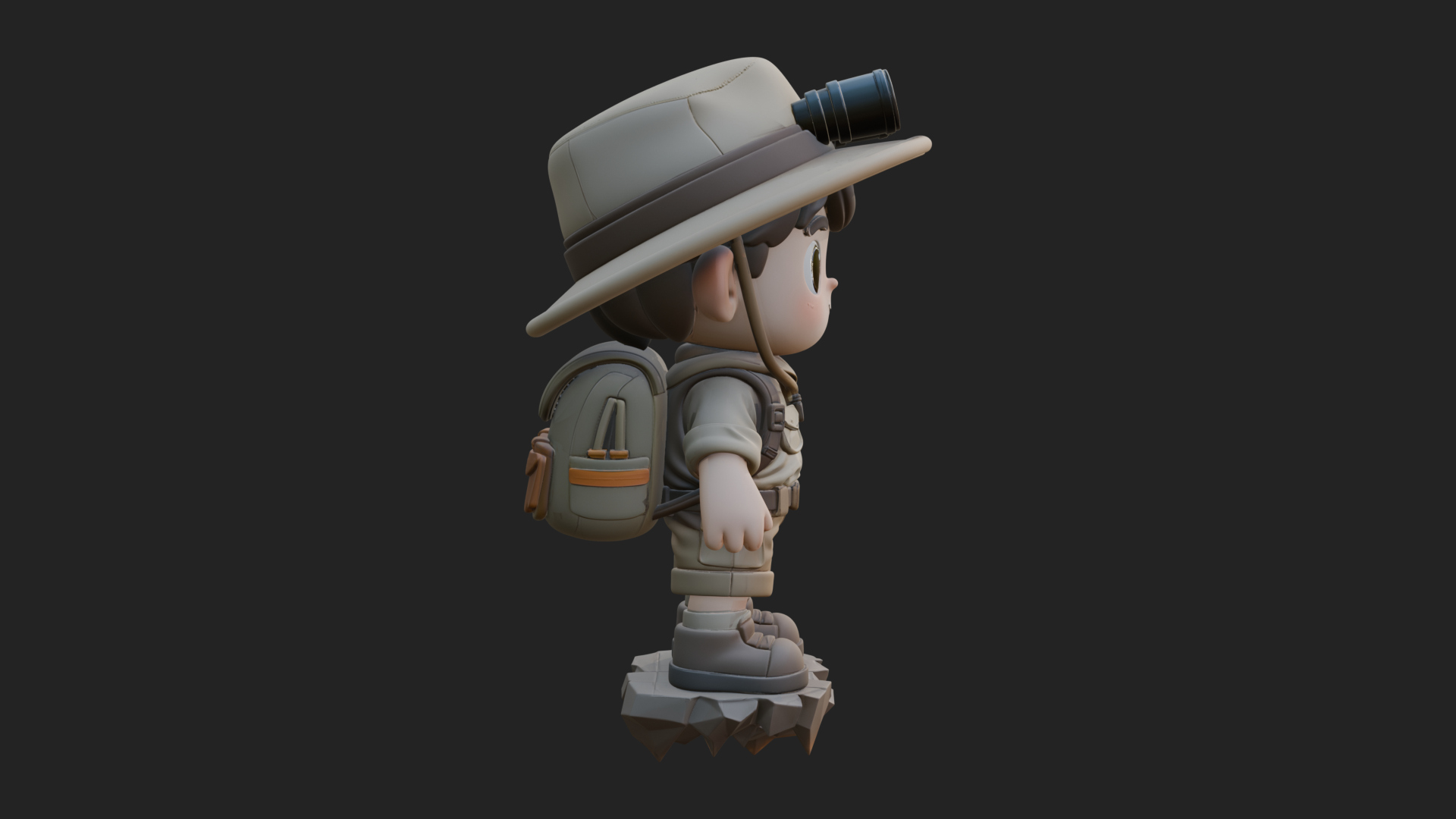 Chibi Safari Explorer Statue Design 1 3D Print Model 3D Model