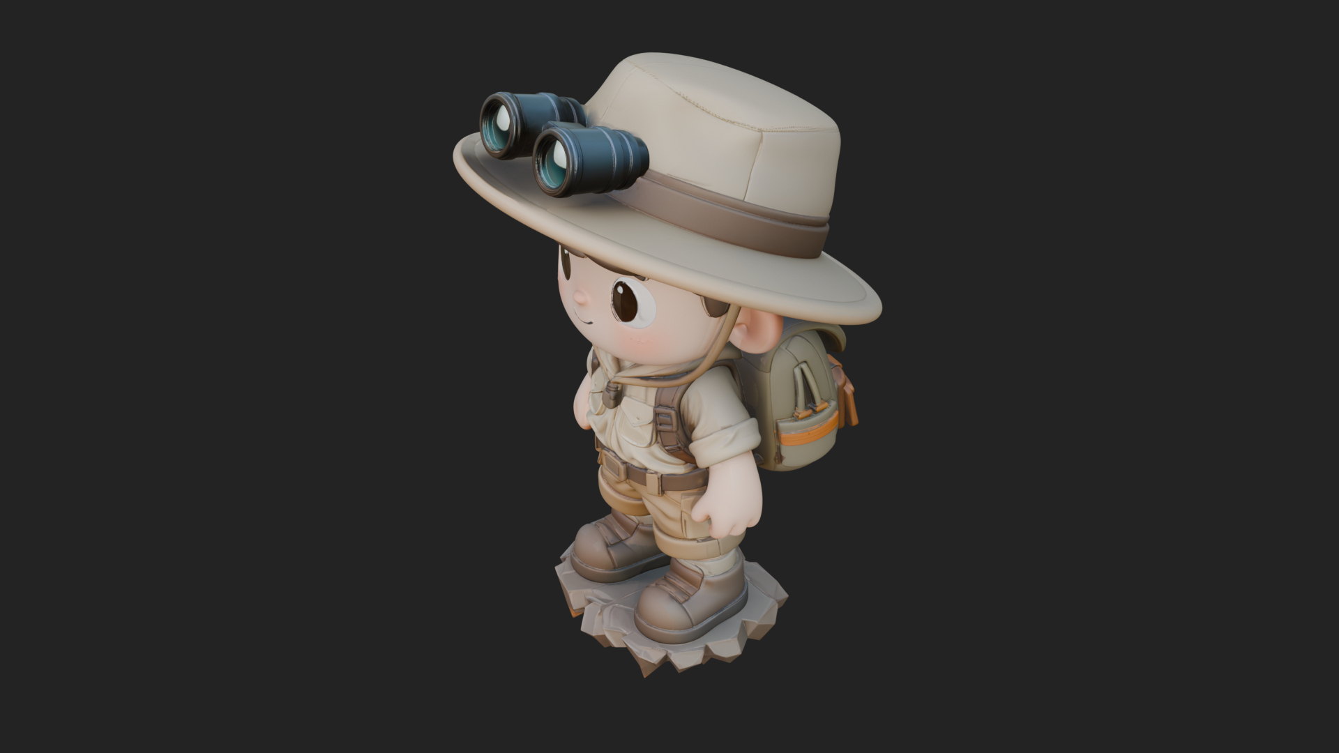 Chibi Safari Explorer Statue Design 1 3D Print Model 3D Model