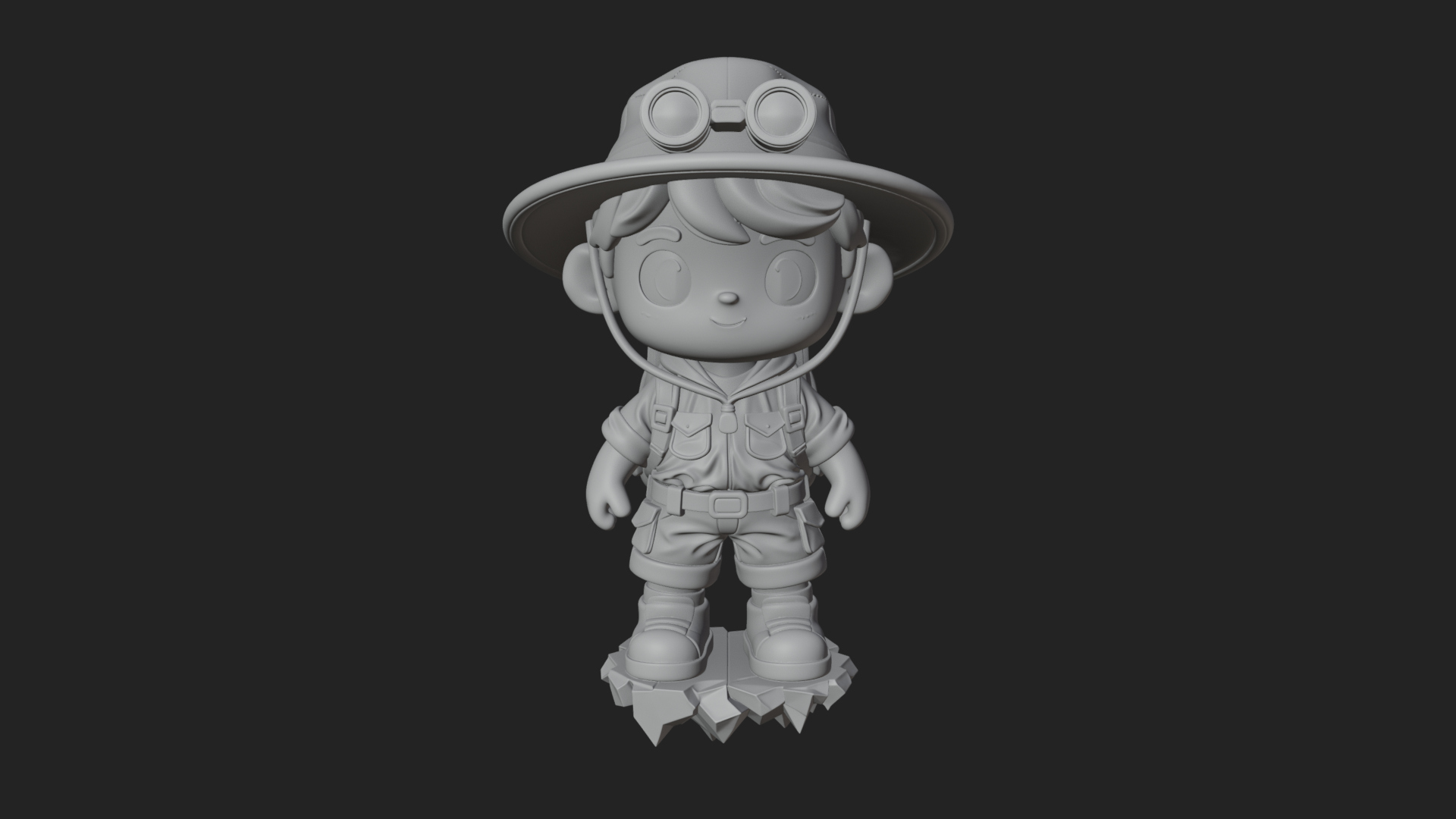 Chibi Safari Explorer Statue Design 1 3D Print Model 3D Model