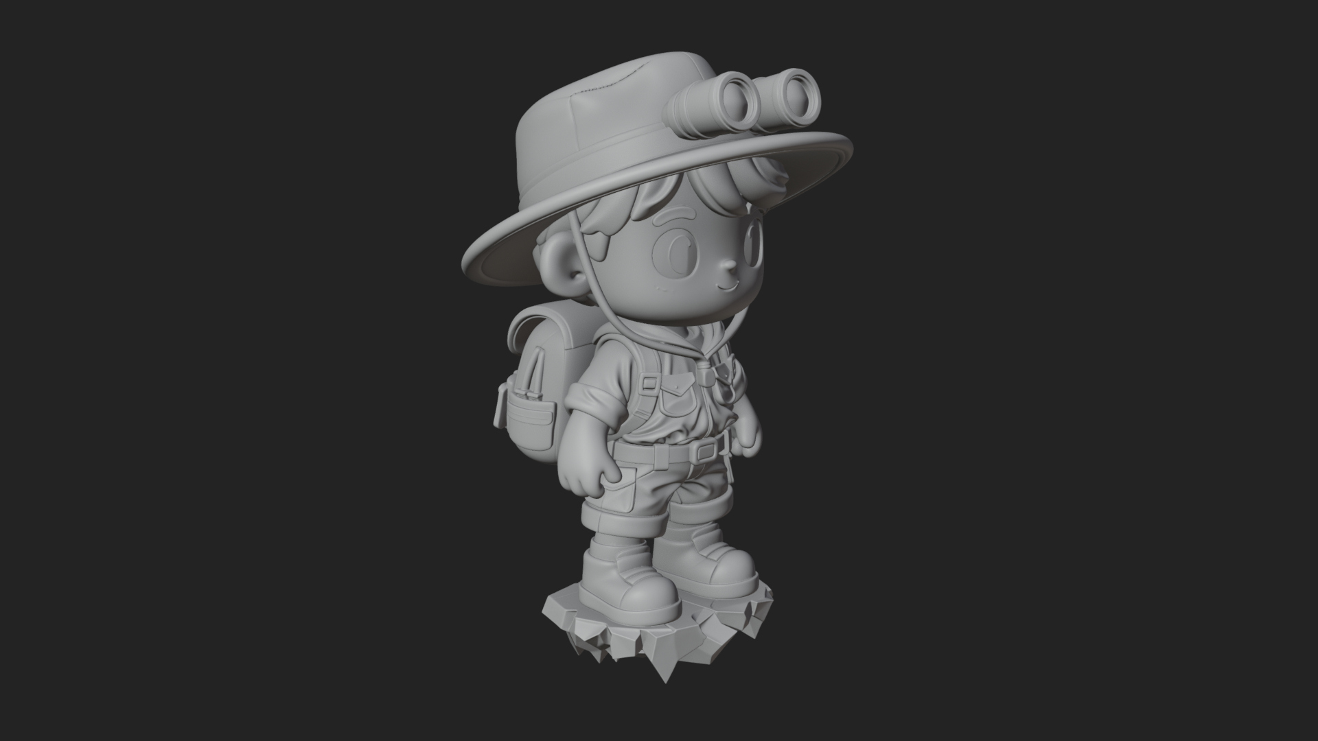 Chibi Safari Explorer Statue Design 1 3D Print Model 3D Model