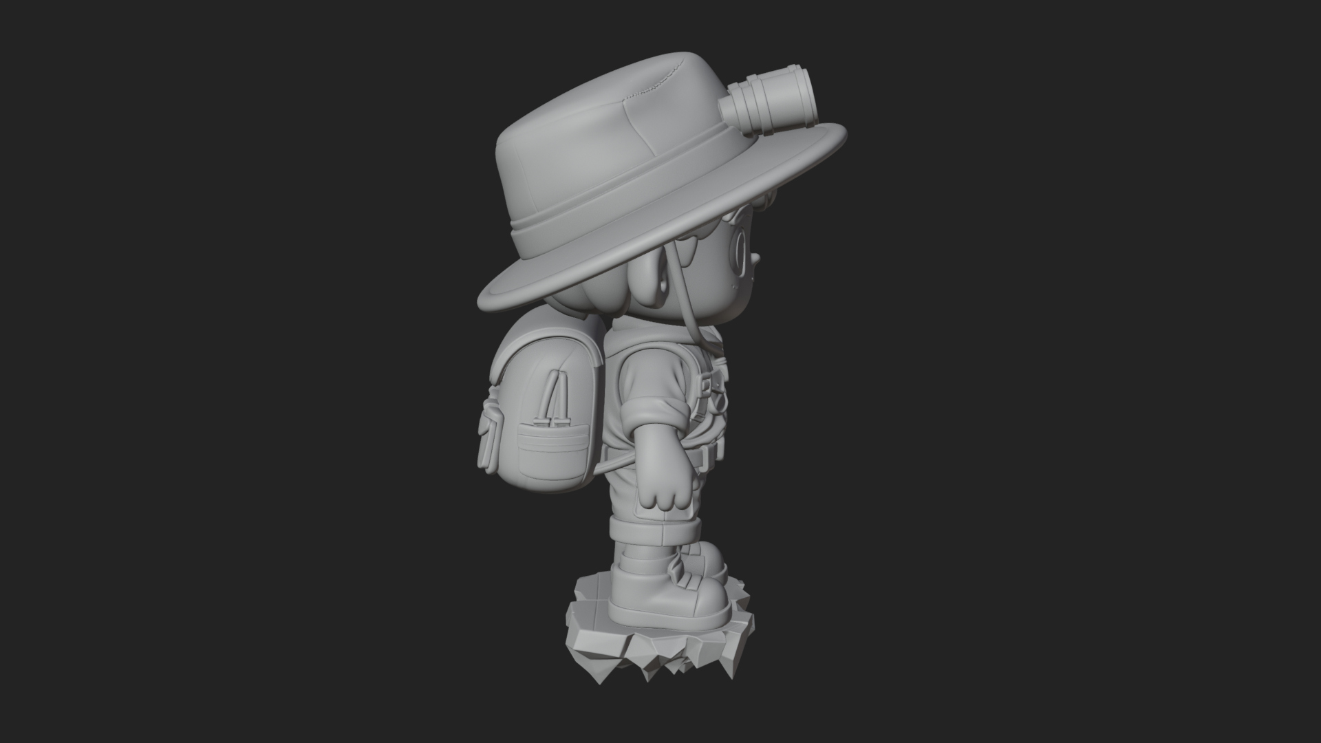 Chibi Safari Explorer Statue Design 1 3D Print Model 3D Model