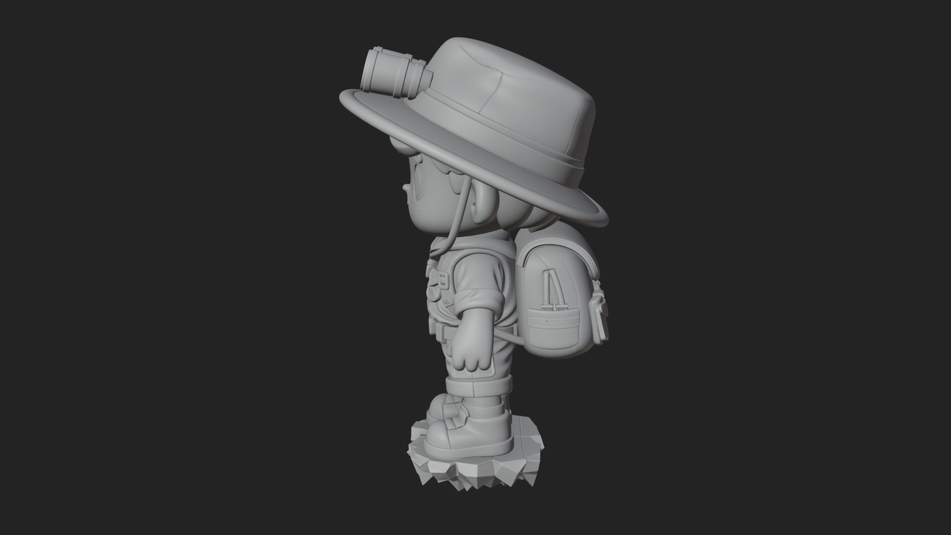 Chibi Safari Explorer Statue Design 1 3D Print Model 3D Model