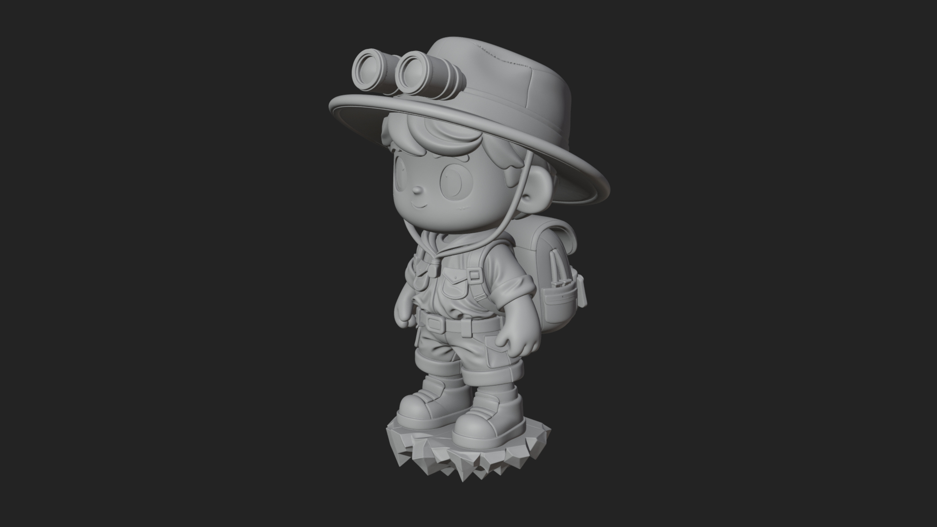 Chibi Safari Explorer Statue Design 1 3D Print Model 3D Model