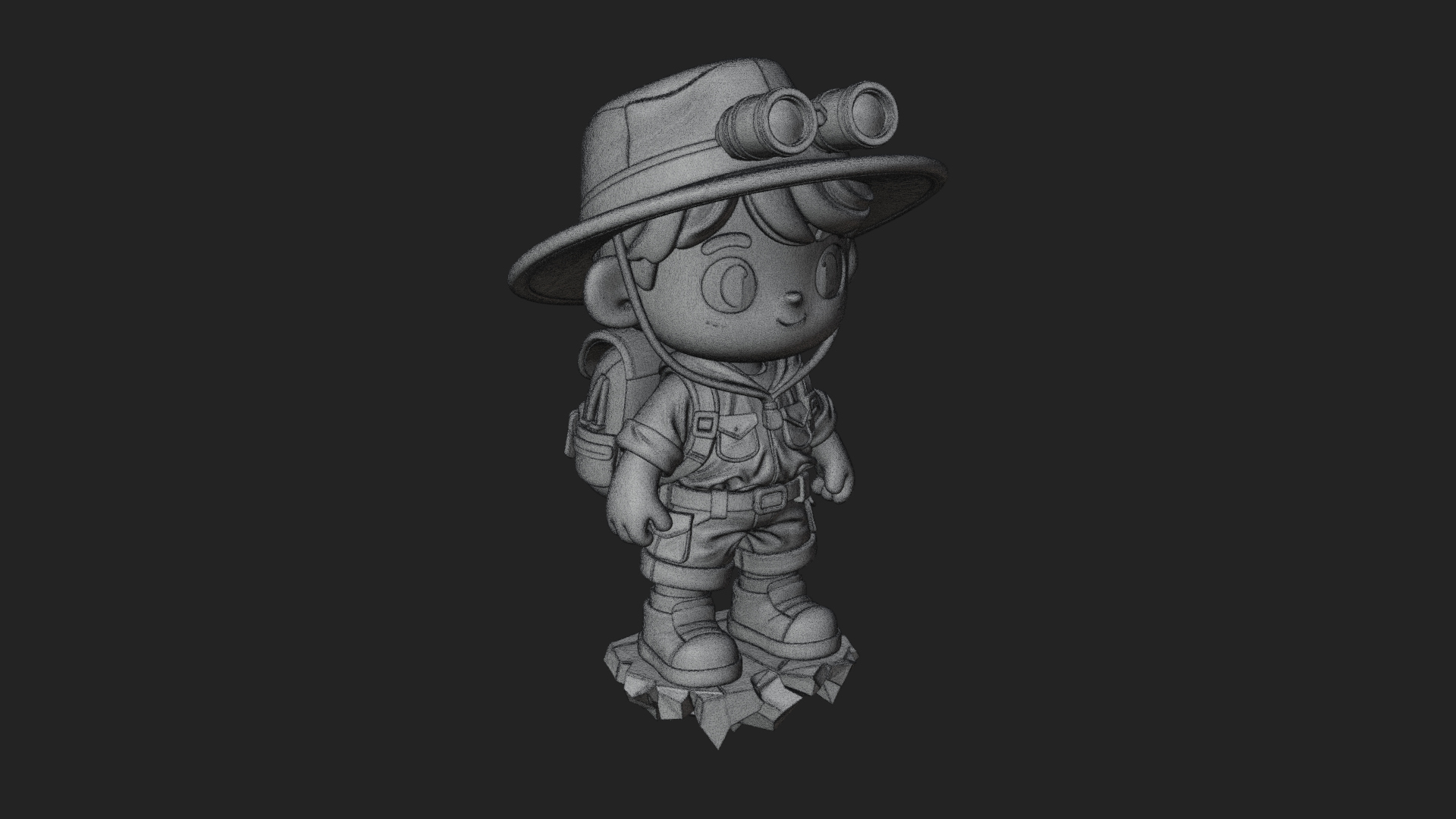 Chibi Safari Explorer Statue Design 1 3D Print Model 3D Model