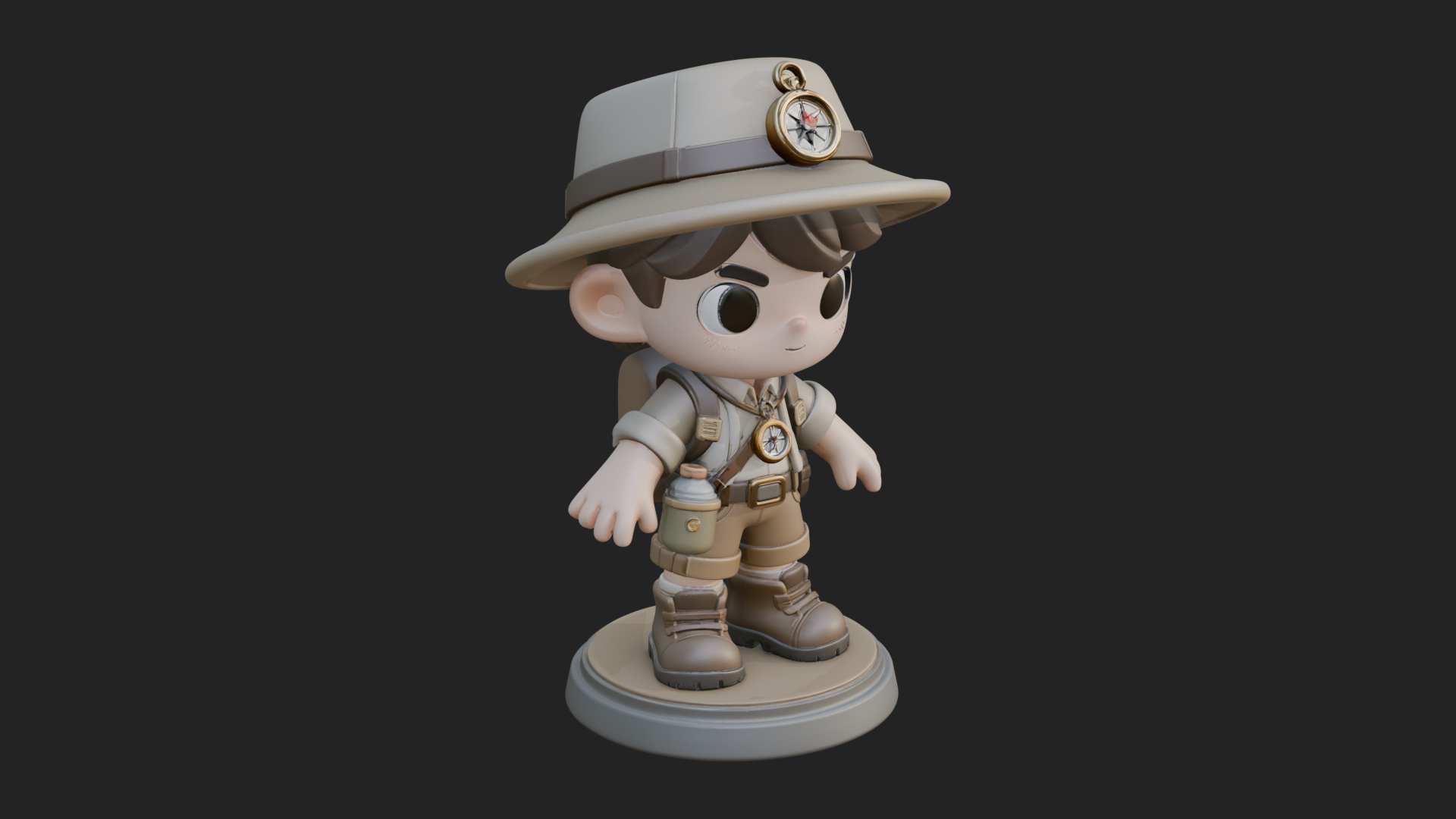 Chibi Safari Explorer Statue Design 10 3D Print Model 3D Model
