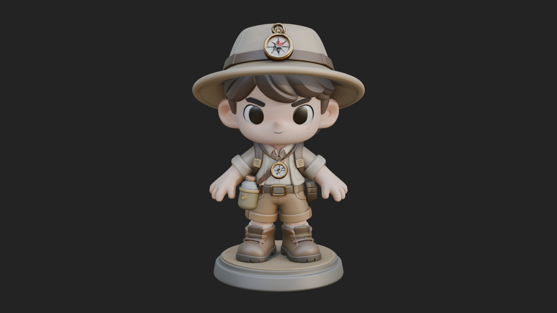 Chibi Safari Explorer Statue Design 10 3D Print Model 3D Model