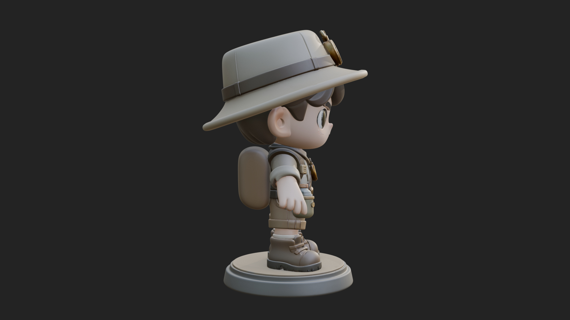 Chibi Safari Explorer Statue Design 10 3D Print Model 3D Model