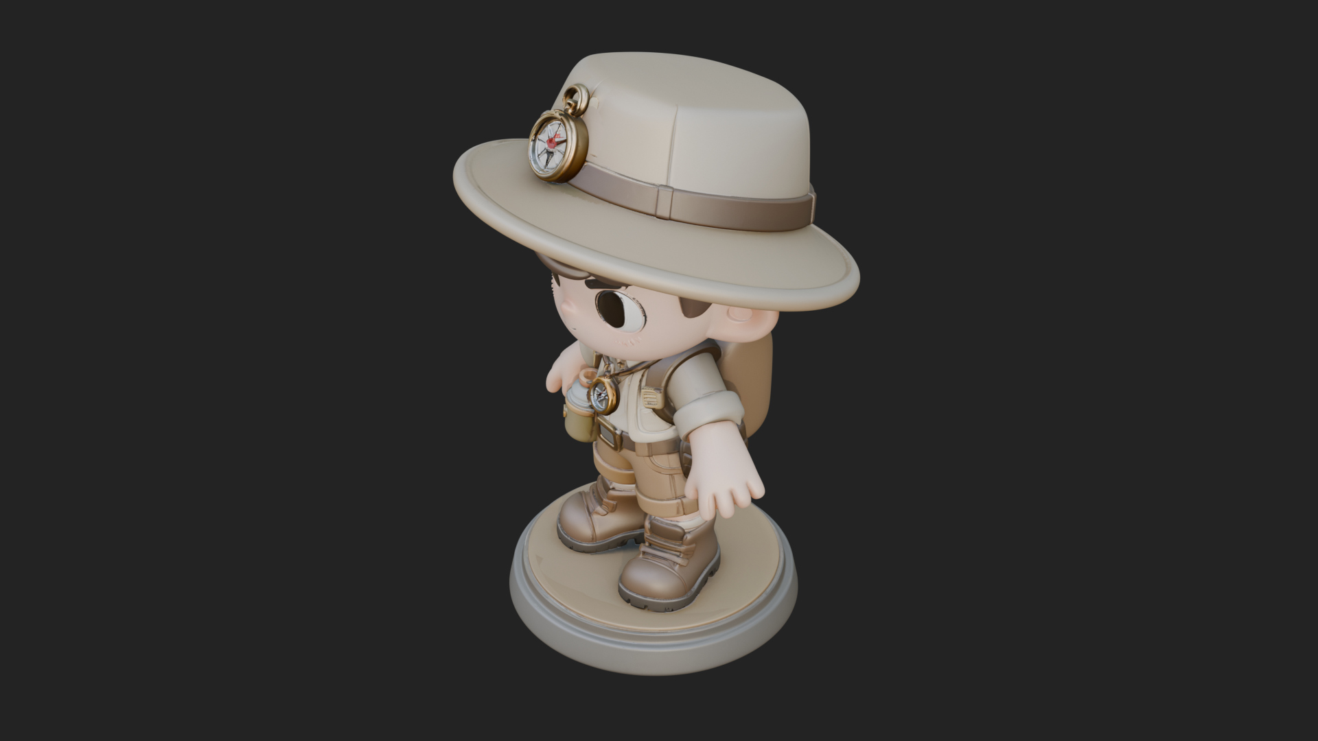 Chibi Safari Explorer Statue Design 10 3D Print Model 3D Model
