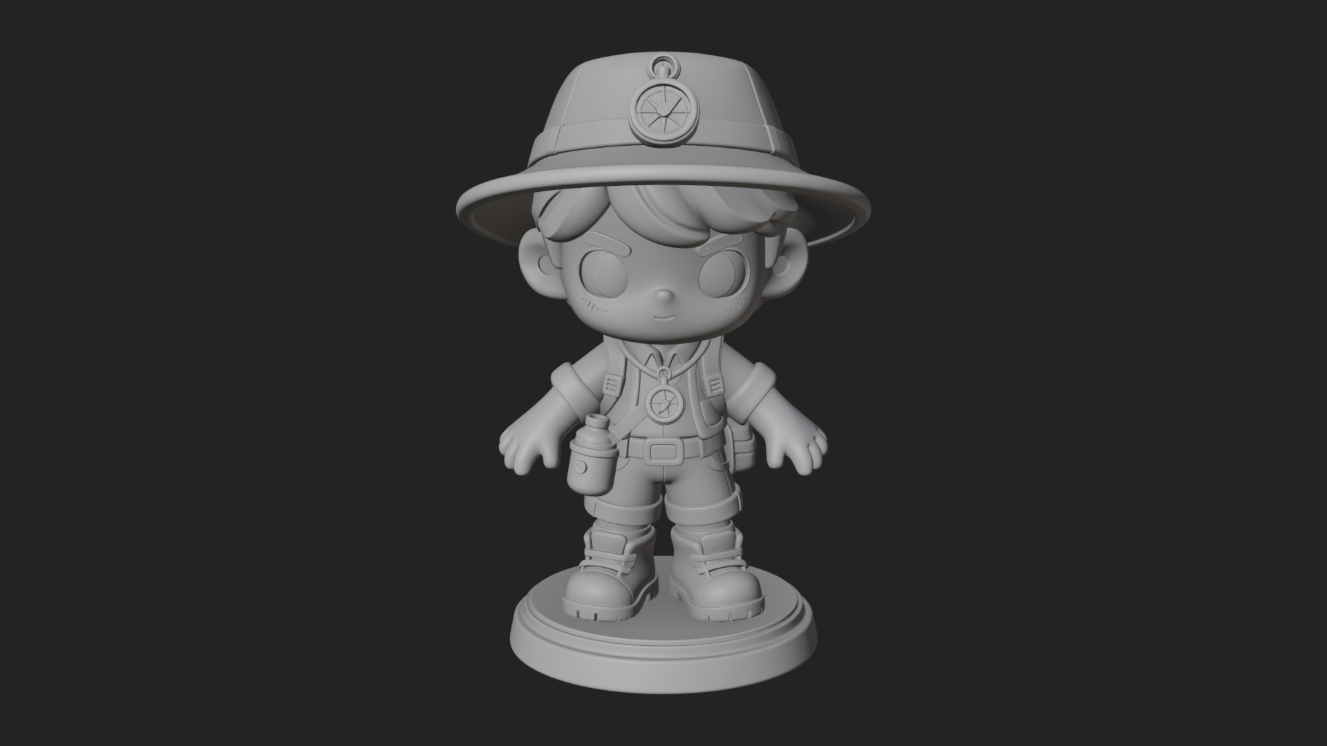 Chibi Safari Explorer Statue Design 10 3D Print Model 3D Model