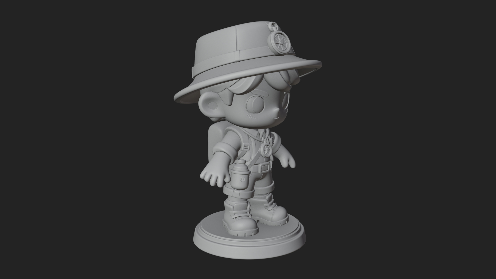 Chibi Safari Explorer Statue Design 10 3D Print Model 3D Model