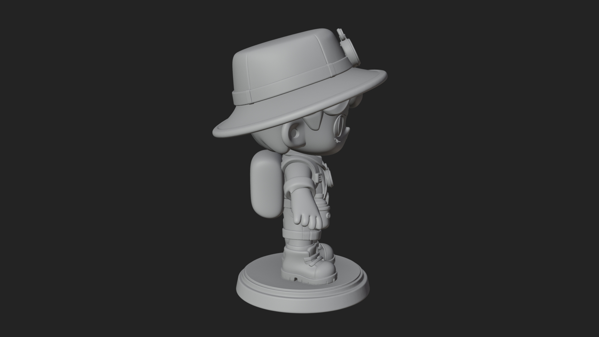 Chibi Safari Explorer Statue Design 10 3D Print Model 3D Model