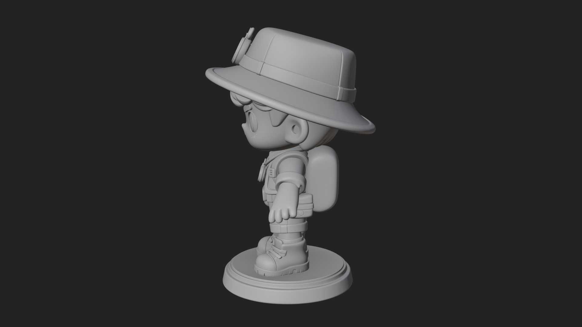 Chibi Safari Explorer Statue Design 10 3D Print Model 3D Model