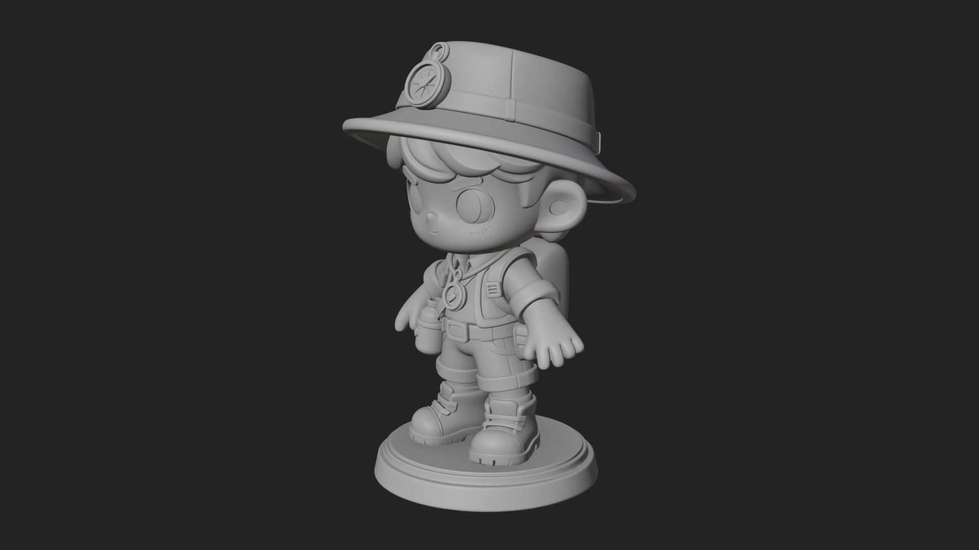 Chibi Safari Explorer Statue Design 10 3D Print Model 3D Model