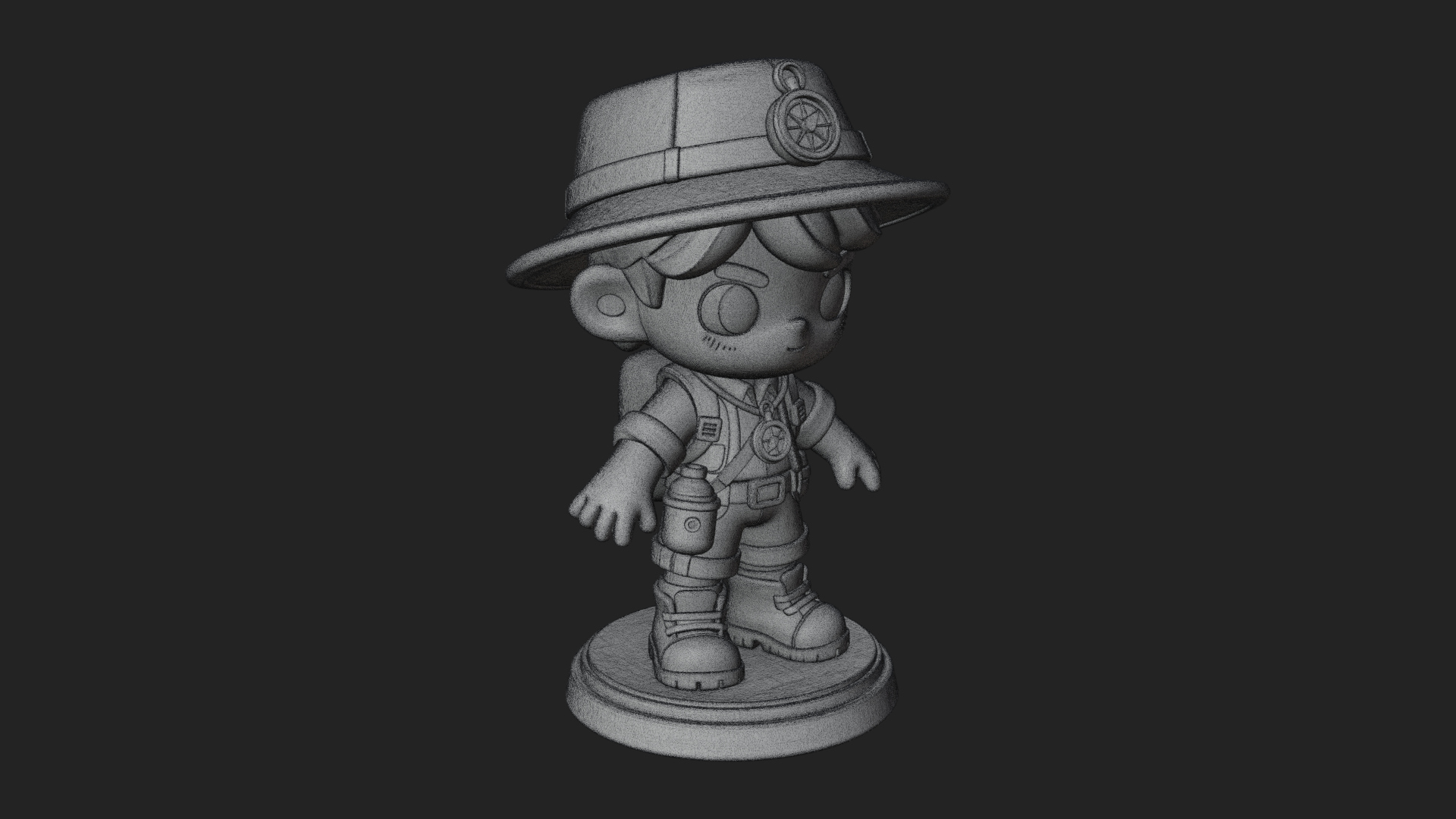 Chibi Safari Explorer Statue Design 10 3D Print Model 3D Model